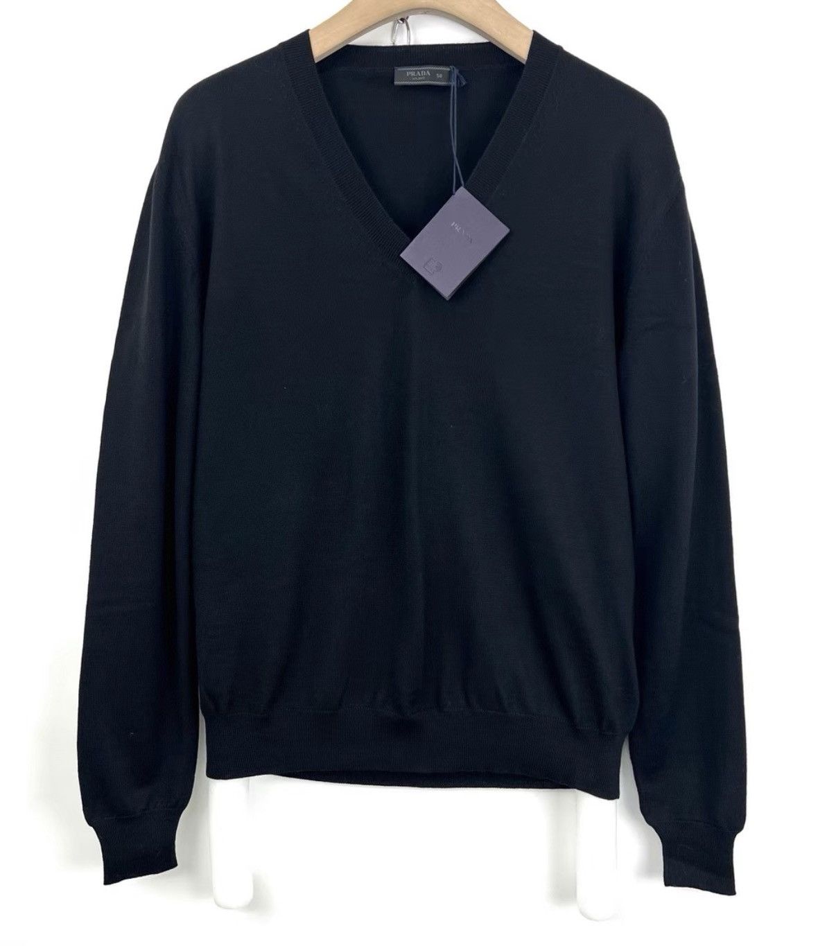 Prada Prada Black V-Neck Knit Sweater Base Layer K12 Size US M / EU 48-50 / 2 - 1 Thumbnail