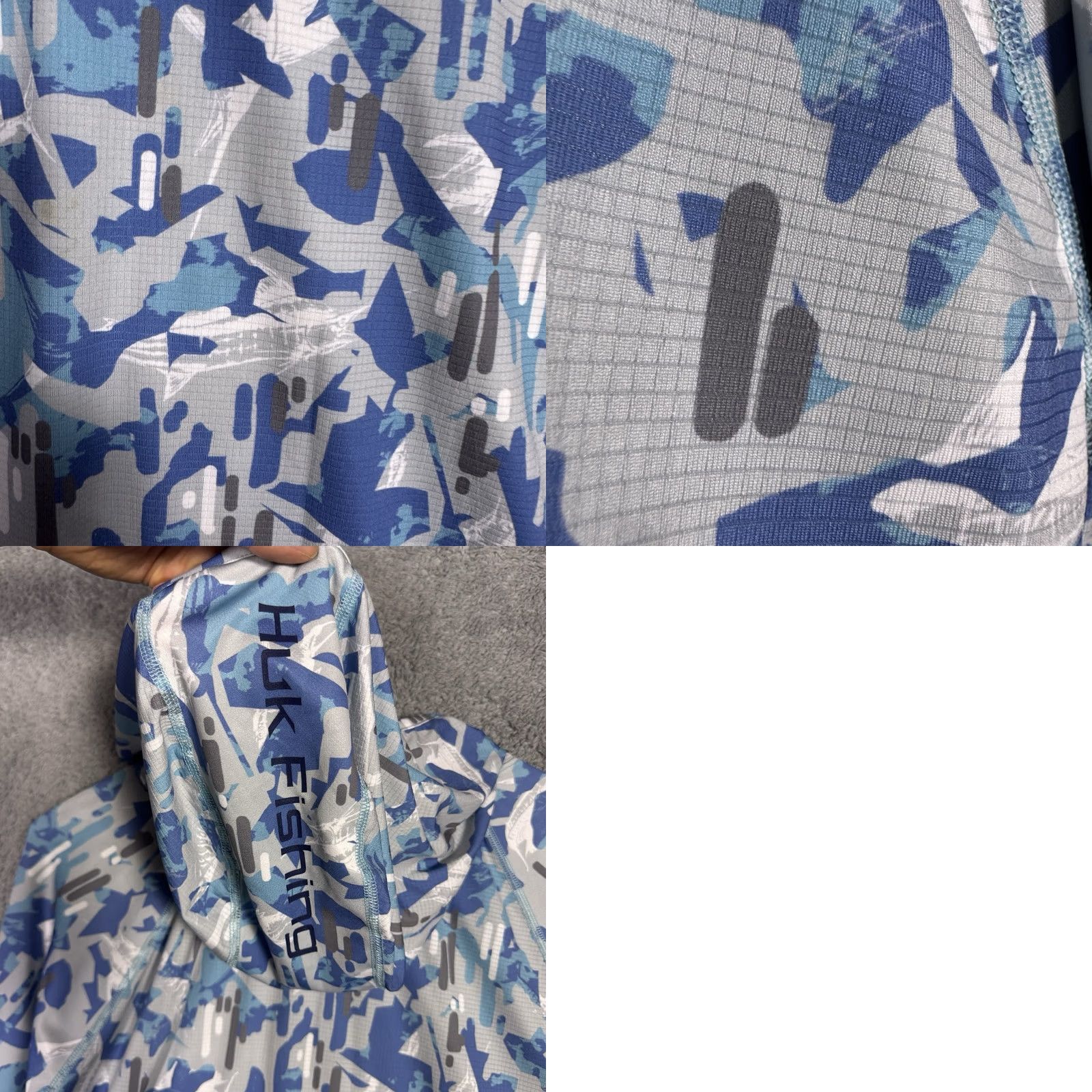 Vintage Huk Camo Fish Print L Hoodie Performance Sweatshirt Mens Blue Size US L / EU 52-54 / 3 - 8 Thumbnail