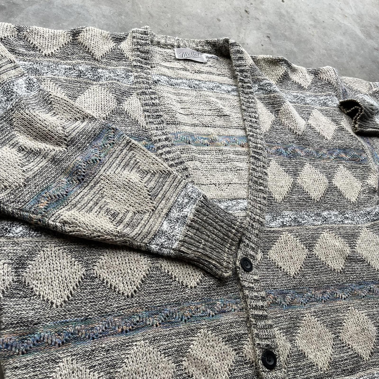 Method × Vintage Vintage 90s 3D Knit Coogi Style Grunge Sweater Cardigan Size US L / EU 52-54 / 3 - 3 Thumbnail