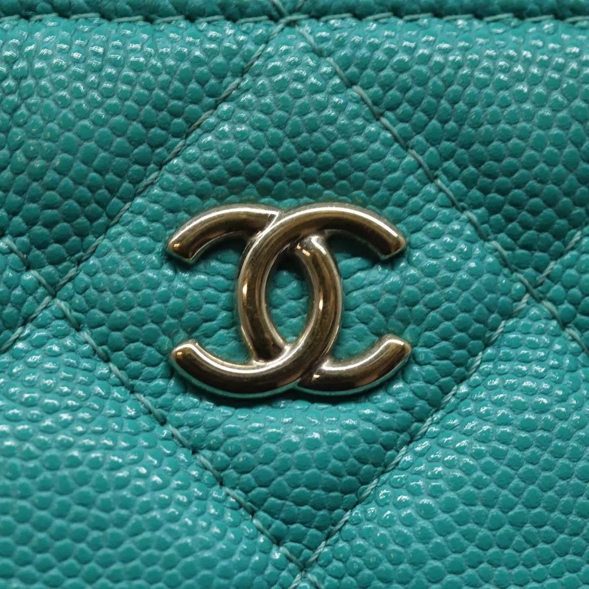 Chanel CHANEL Clutch Bag Caviar Skin Turquoise Blue CC Auth Size ONE SIZE - 6 Thumbnail