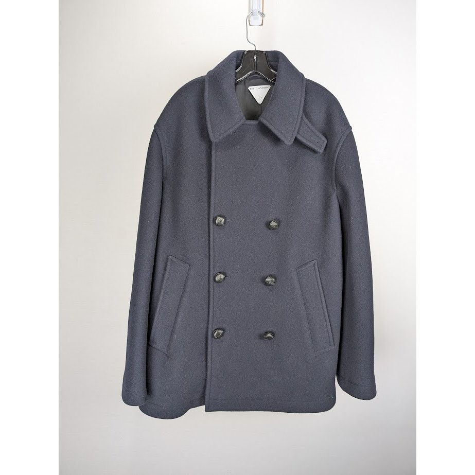 Bottega Veneta o1rshd1 Double Wool Cashmere Coat in Midnight Blue Size US L / EU 52-54 / 3 - 1 Thumbnail