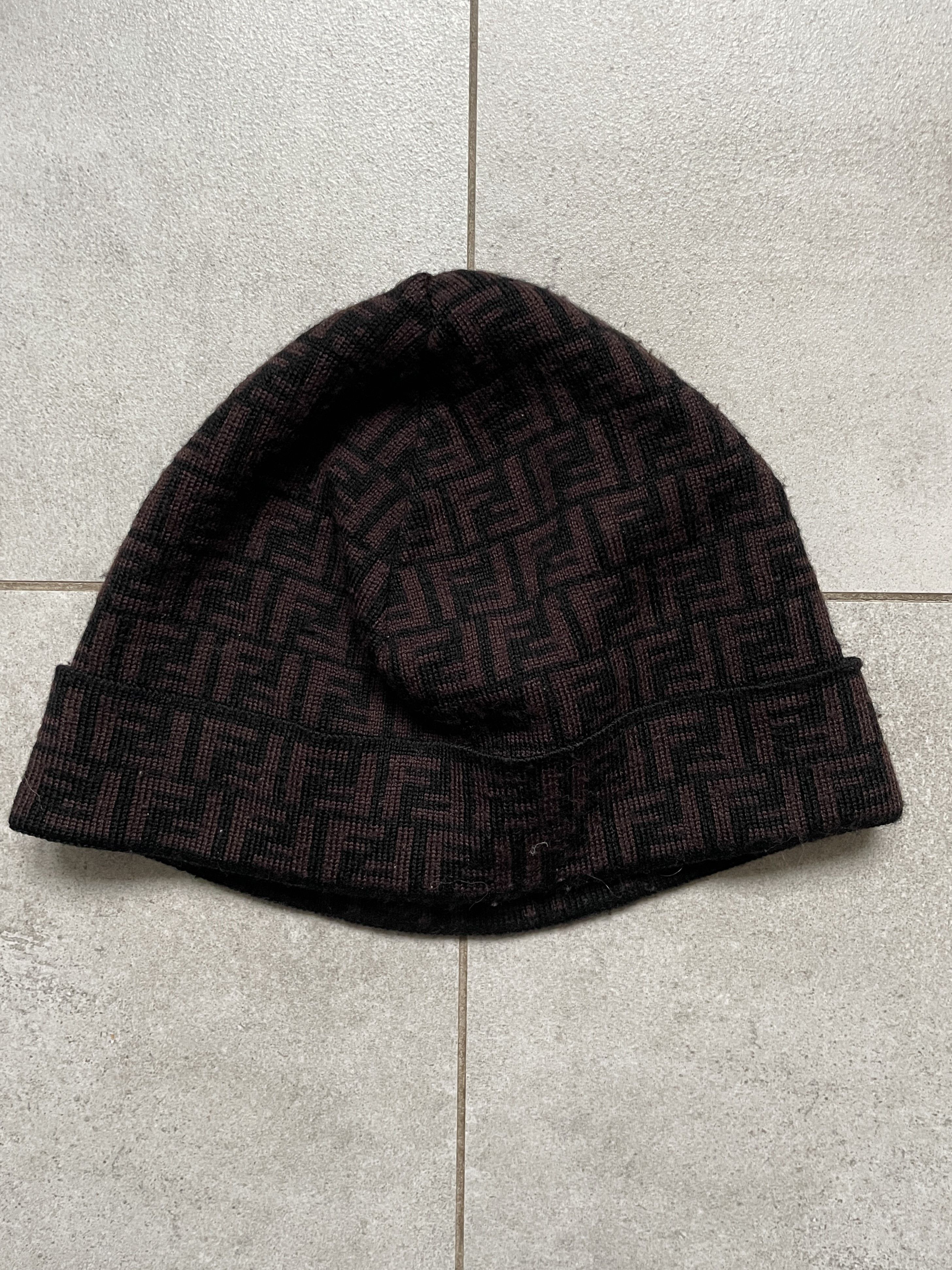 Fendi FENDI MONOGRAM BROWN BLACK WOOL BEANIE Size ONE SIZE - 2 Thumbnail
