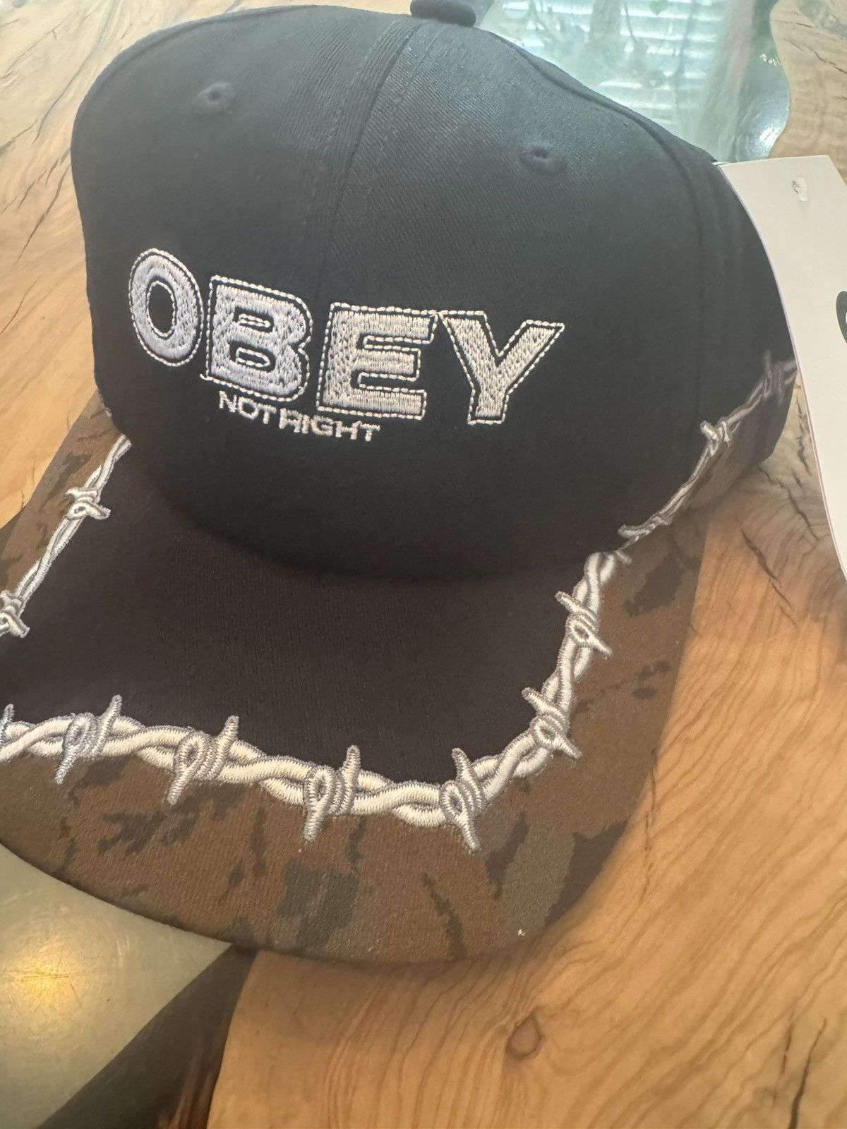 Obey × Shepard Fairey OBEY POSSE ‘Not Right’ Barbed Wire 2-Tone Dad Hat NEW Size ONE SIZE - 5 Thumbnail