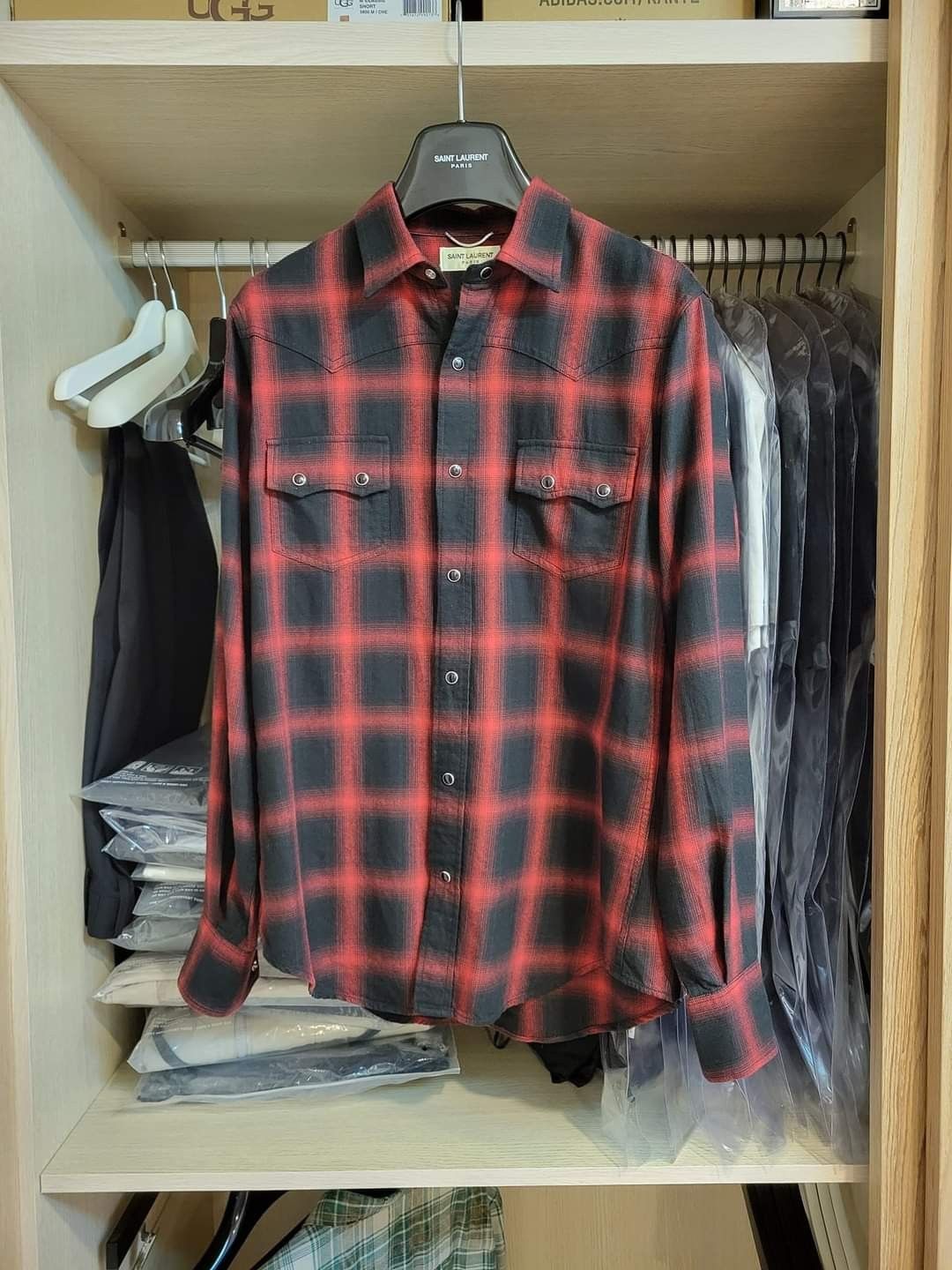 Saint Laurent Paris Saint laurent Red and black plaid opal shirt 2501-Nextarrow Size US M / EU 48-50 / 2 - 1 Thumbnail