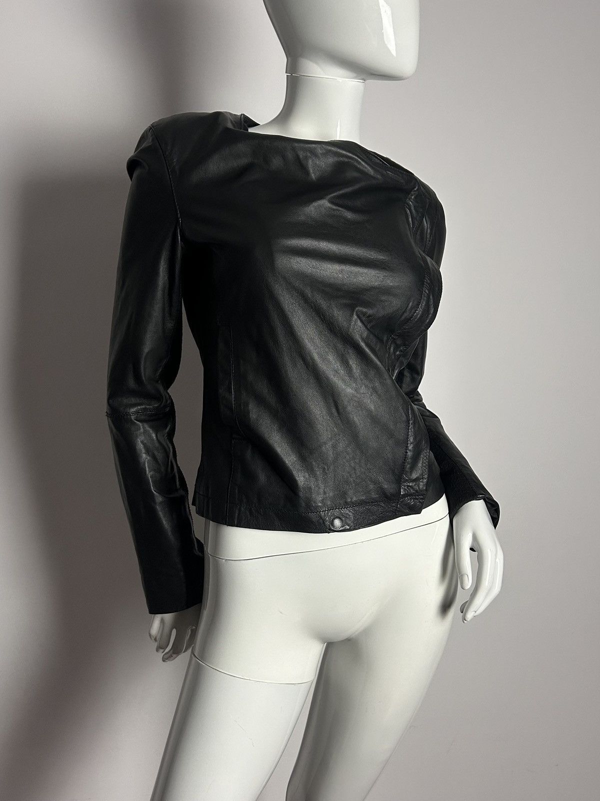Other French designed leather vintage asymmetric jacket Size S / US 4 / IT 40 - 5 Thumbnail