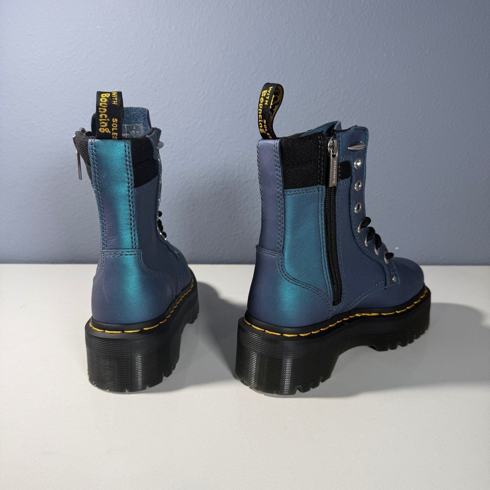 Dr. Martens Dr. Martens Jadon HDW II Iridescent Blue Platform Boots Size US 5 / IT 35 - 3 Thumbnail