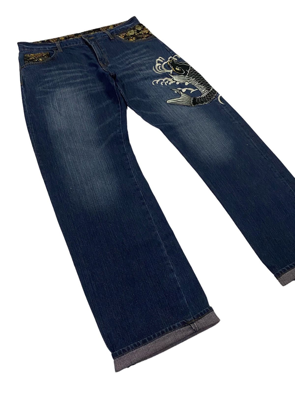 Japanese Brand Japanese Brand Memory Special Koi Fish Embroidery Jeans Size US 34 / EU 50 - 20 Thumbnail
