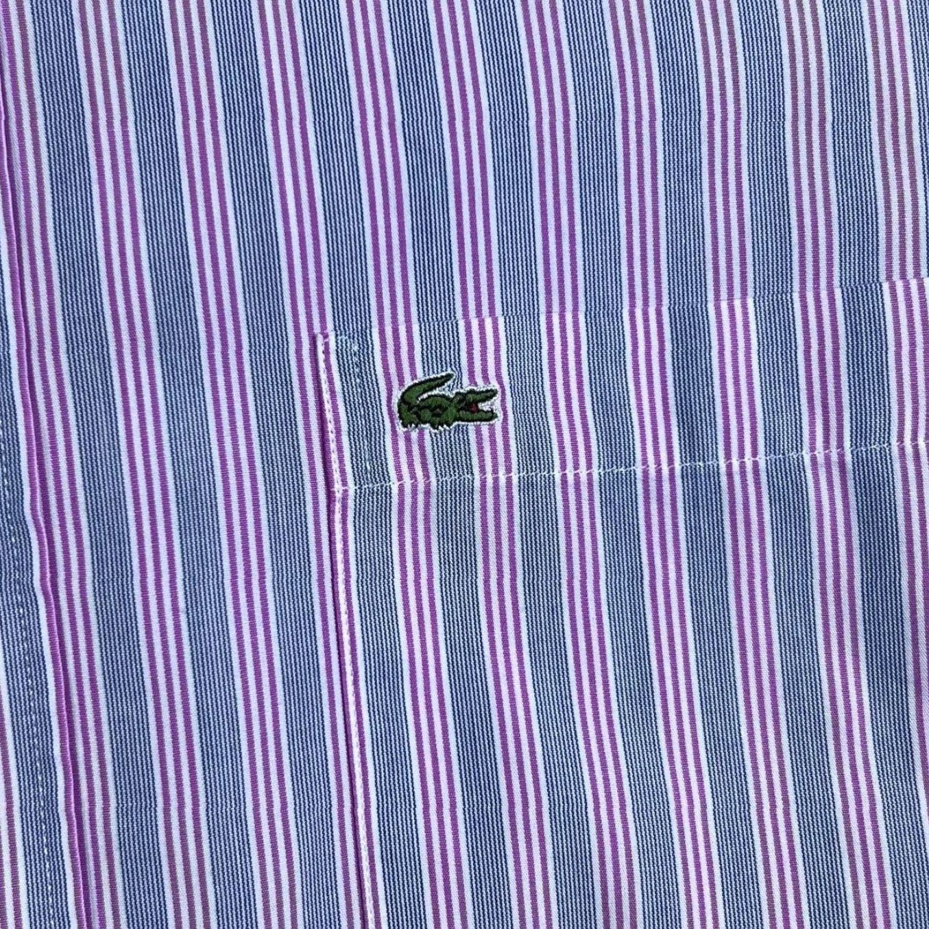 Lacoste Lacoste Regular Fit Pink White Navy Striped Short Sleeve Button-Up Shirt 38 S Mens Shirt Size US S / EU 44-46 / 1 - 4 Thumbnail