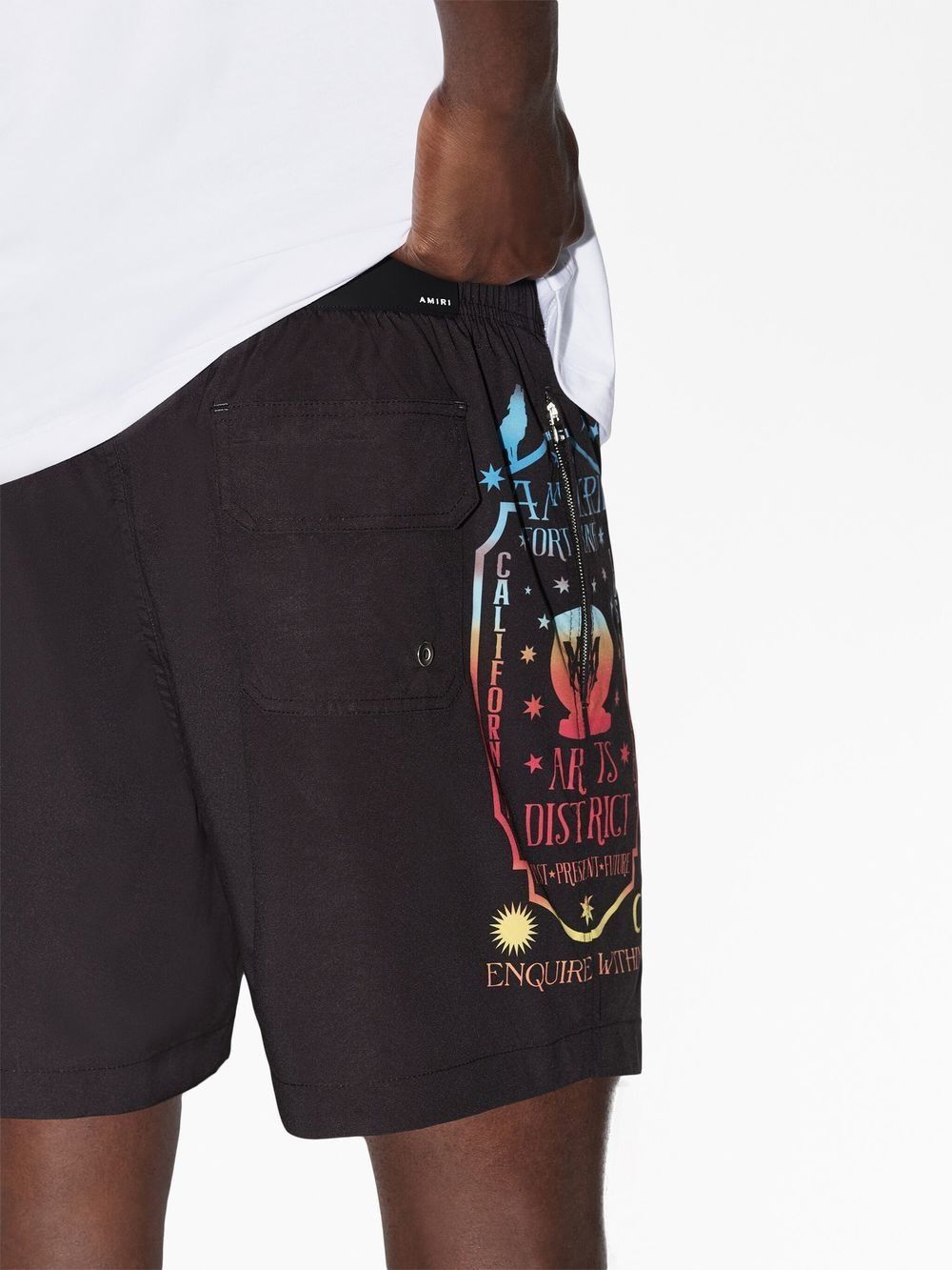 Amiri o1s1wg110825 Fortune Logo-Print Swimming Trunks Short Black Size US 34 / EU 50 - 7 Thumbnail