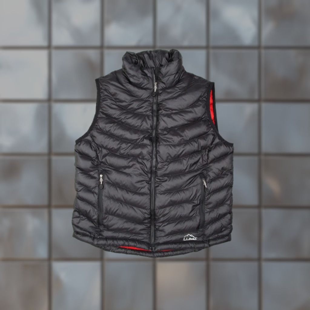 LL Bean Vest Women Small Black Down Packagle Downtek Full Zip Hike Travel Puffer