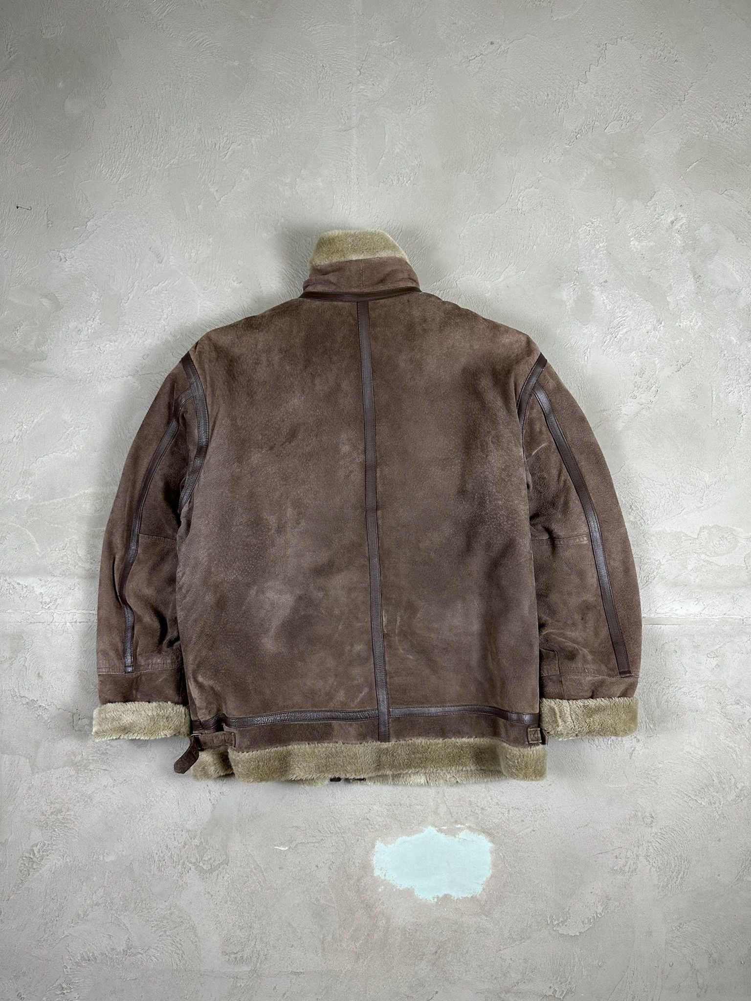 90s Vintage Sheepskin Leather Bomber Boxy Jacket