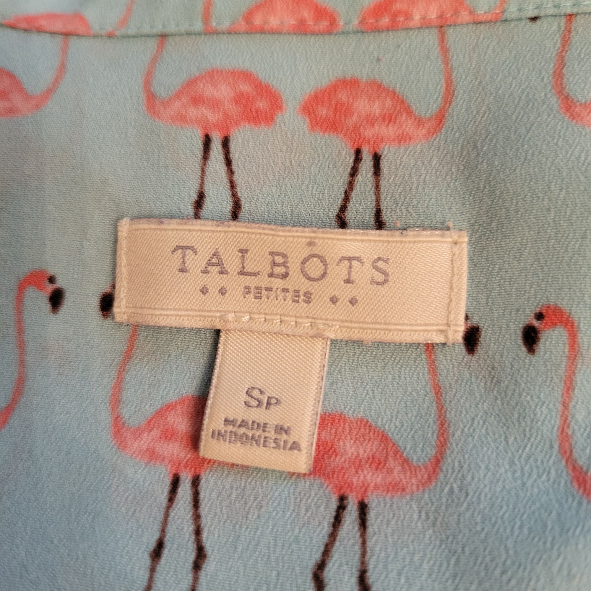 Talbots Talbots Sleeveless Button Front Shirt S Flamingos Blue Pink Size S / US 4 / IT 40 - 4 Thumbnail