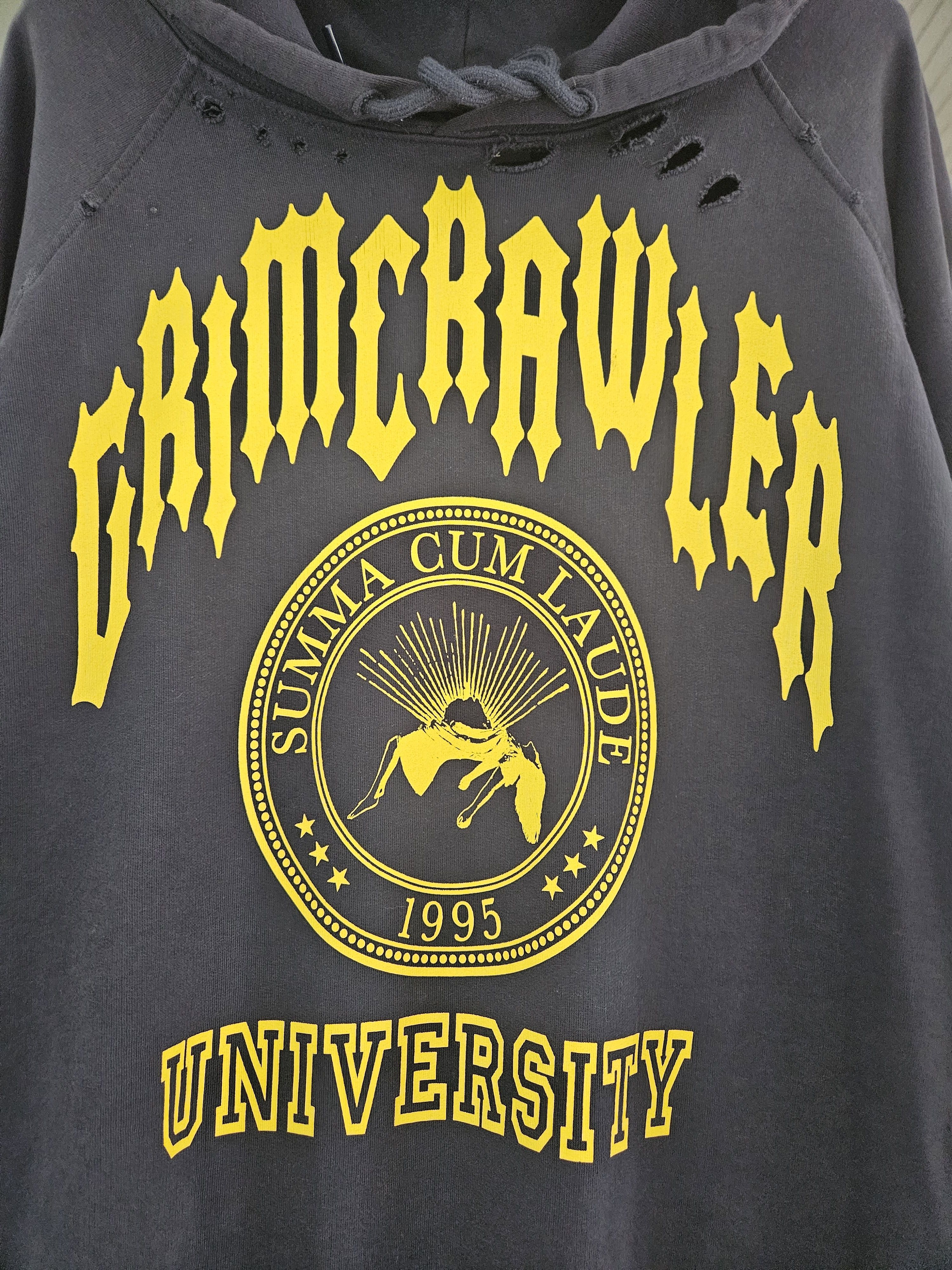 Raf Simons Grimcrawler University SS22 Distressed OVERSIZED Navy Hoodie Size US M / EU 48-50 / 2 - 2 Thumbnail