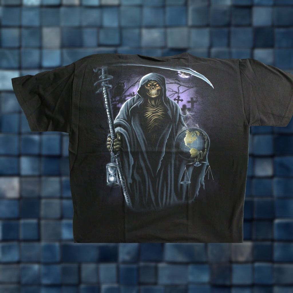 Vintage Grim Reaper Graphic T-Shirt Mens Black Large Size US L / EU 52-54 / 3 - 1 Thumbnail