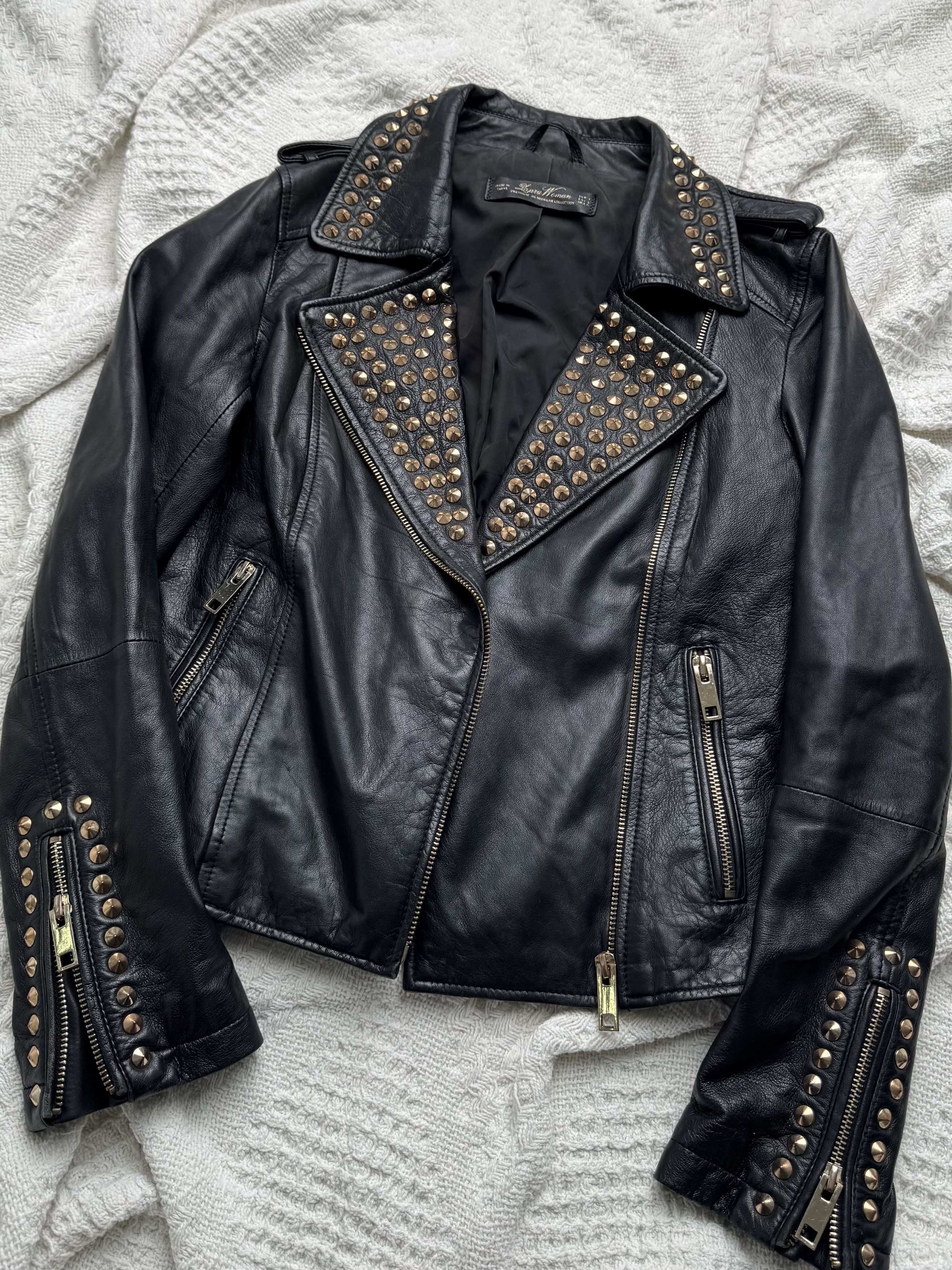Vintage Vintage Leather Biker Jacket Studded Moto Zip Punk Rock Size S / US 4 / IT 40 - 5 Thumbnail