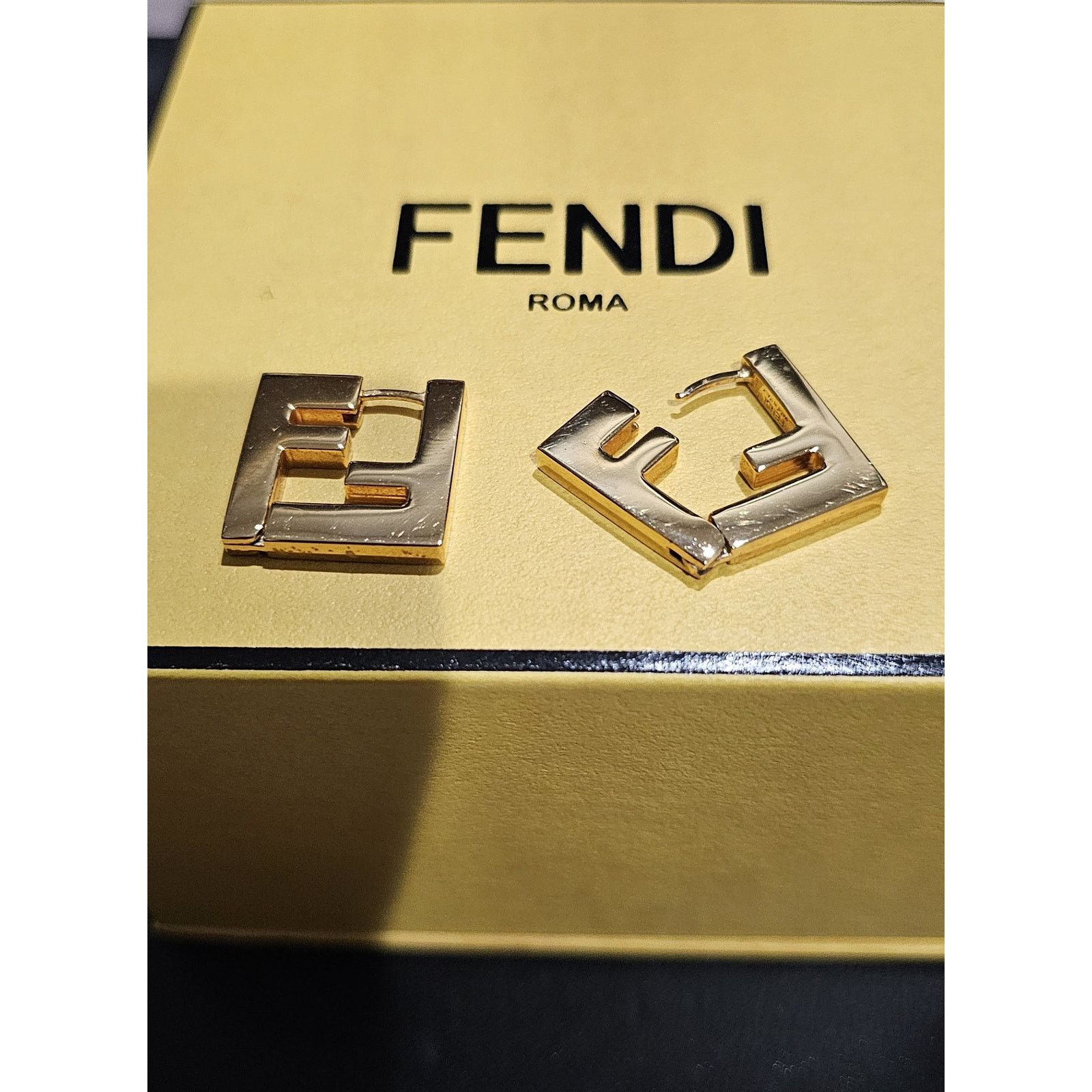 Fendi Fendi Gold FF Logo Earrings Size ONE SIZE - 1 Thumbnail