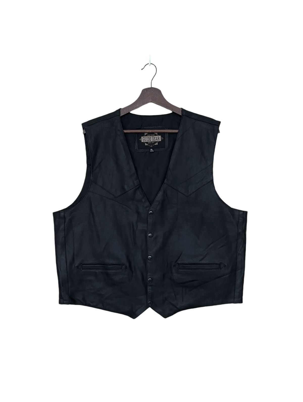 Vintage Vintage Brand Guide Gear Leather Vest 1970s Size US XL / EU 56 / 4 - 1 Thumbnail
