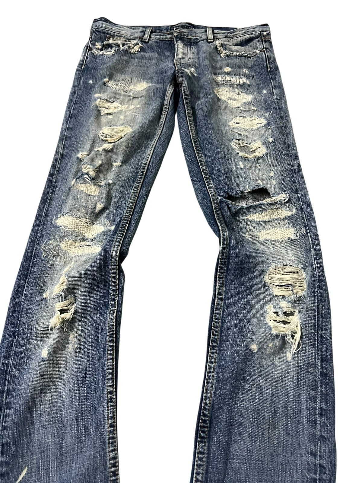 If Six Was Nine Distressed Ralph Lauren Dungarees Low Rise Sick Jean Size US 30 / EU 46 - 3 Thumbnail