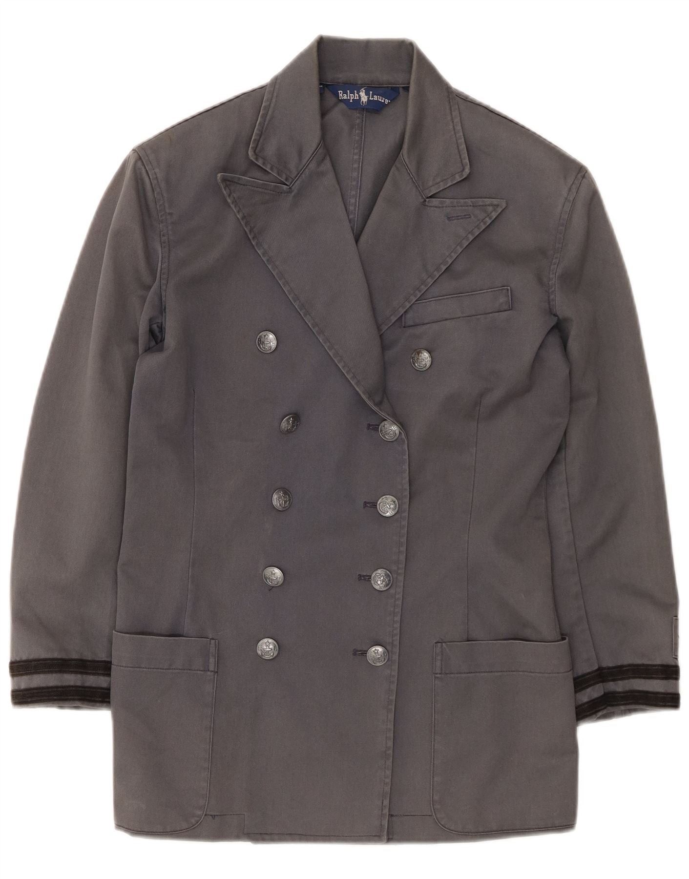 Ralph Lauren Womens Double Breasted Overcoat US 4 Small Grey Cotton Size XS / US 0-2 / IT 36-38 - 1 Thumbnail
