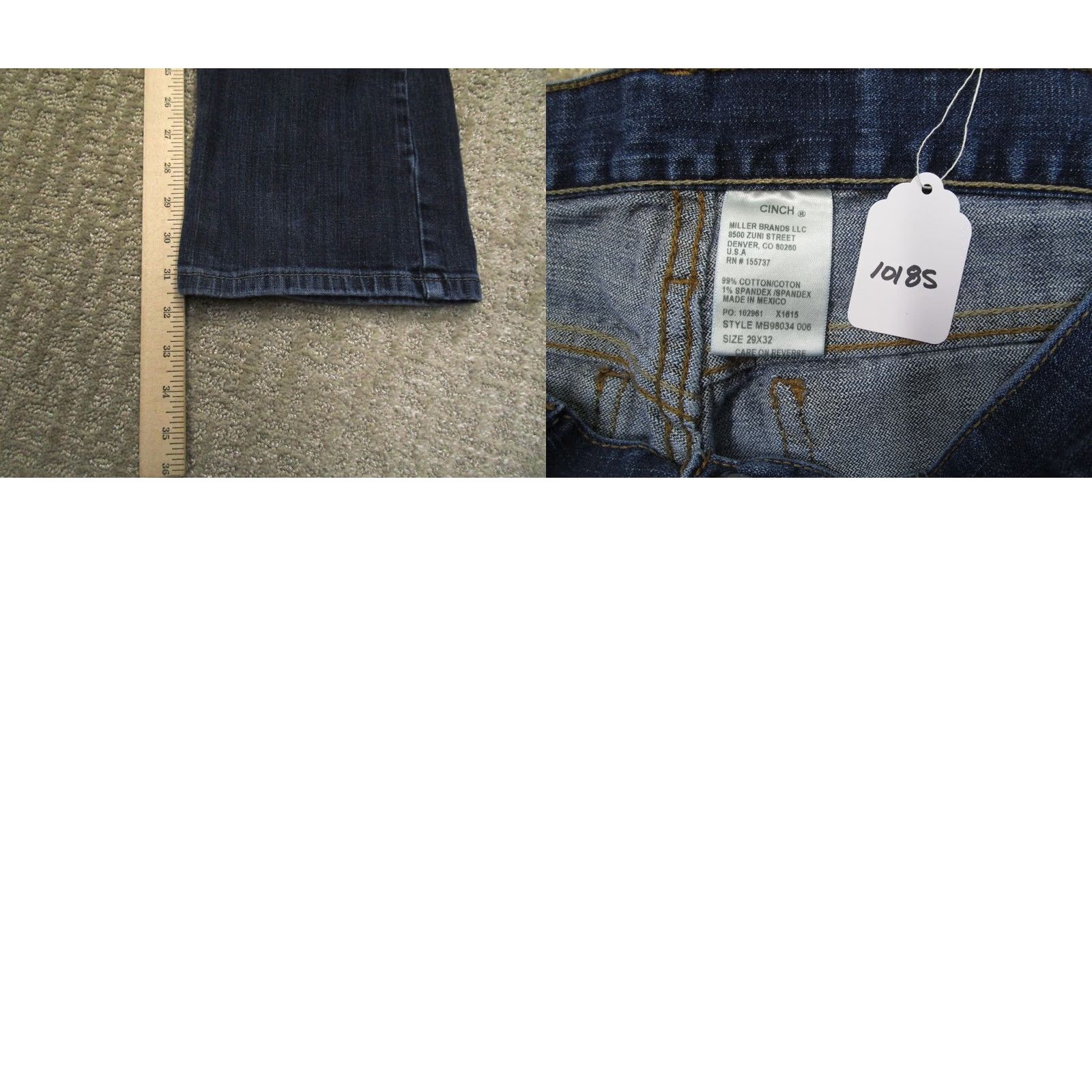 Vintage Cinch Jeans Men 29x32 Blue Slim Straight Distressed Dark Wash Logo 5-Pocket Denim Pants Size US 29 - 8 Thumbnail
