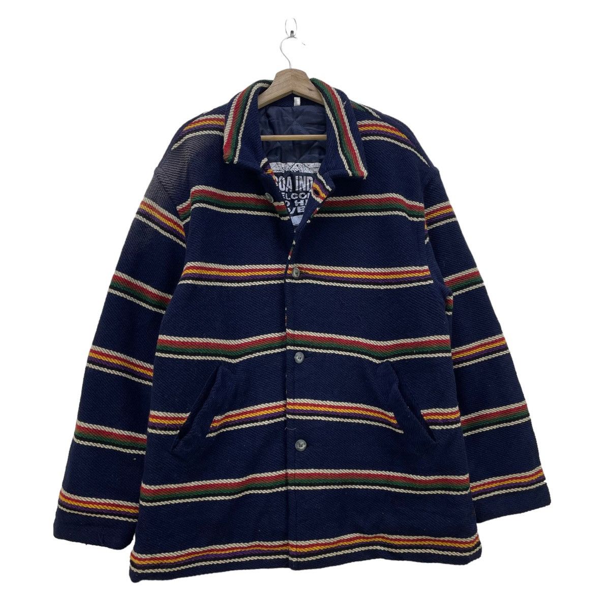 Aran Isles Knitwear × Homespun Knitwear × Vintage Cocoa Inc Ltd Stripe Knit Jacket Made In Italy Size US L / EU 52-54 / 3 - 1 Thumbnail
