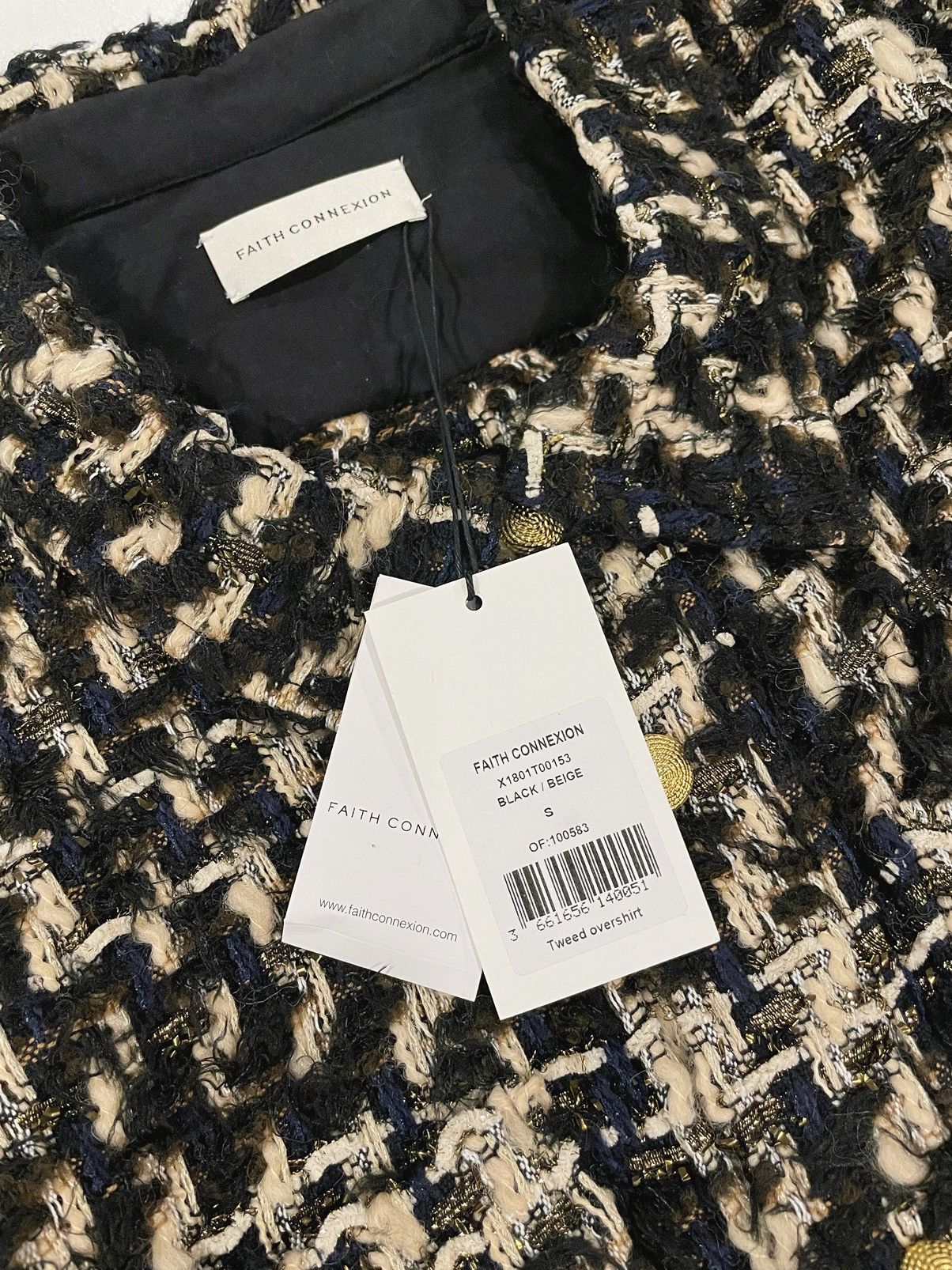 Faith Connexion Faith Connexion multicolor black-beige tweed oversized shirt Size US S / EU 44-46 / 1 - 7 Thumbnail