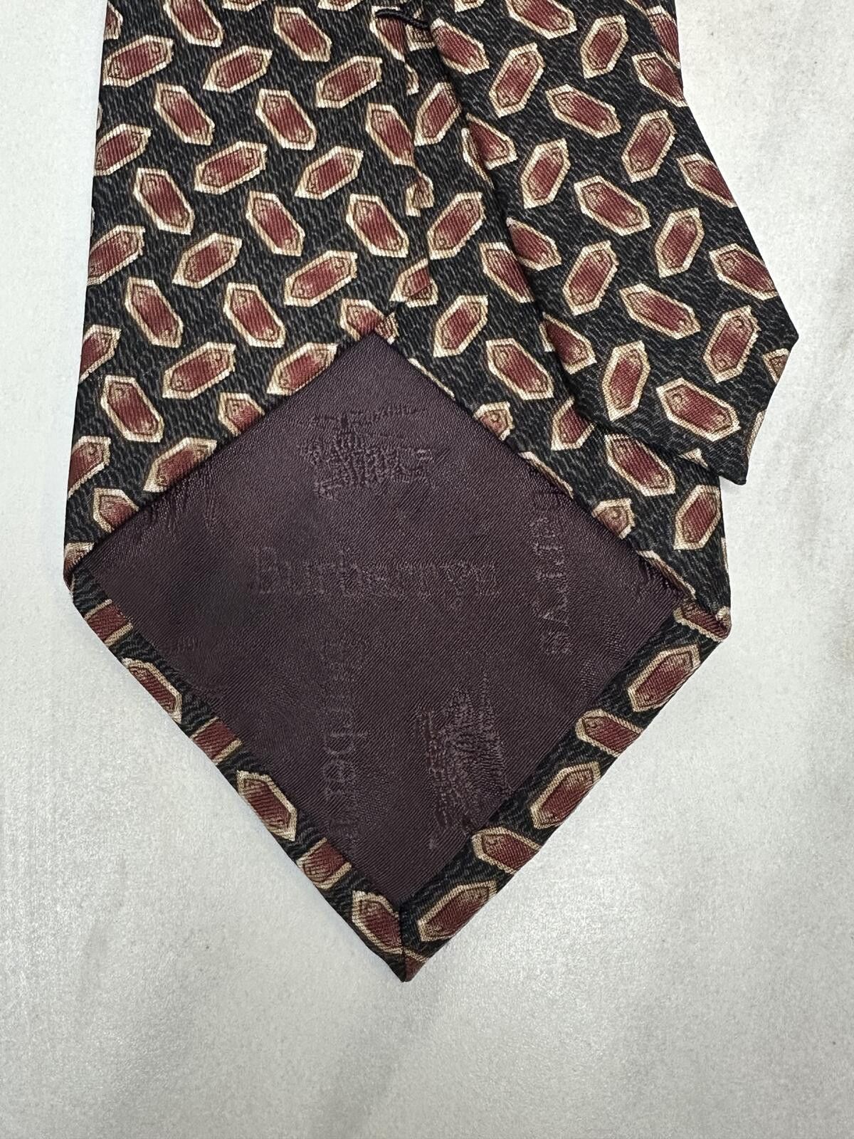Burberry Vintage Burberrys London silk tie black/brown/gold geometric Size ONE SIZE - 2 Thumbnail