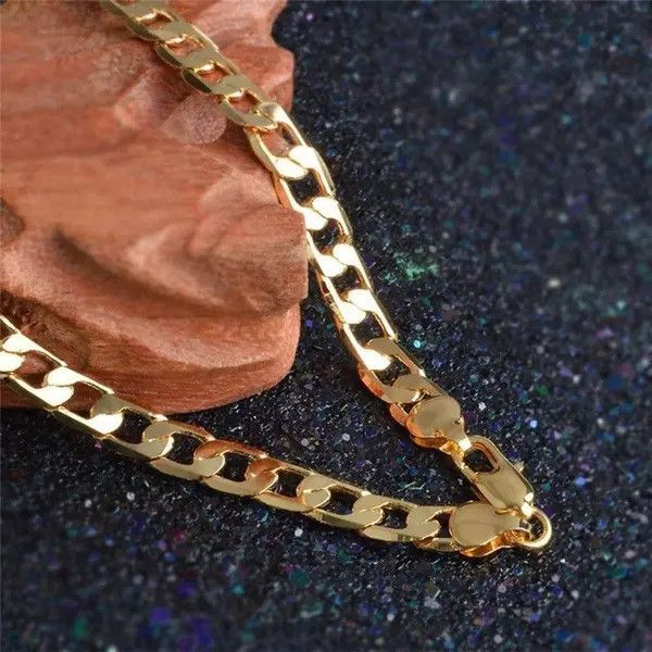 Jewelry Cuban Link Gold Plated 18k Chain Necklace 18 Inch Choker Size ONE SIZE - 8 Thumbnail