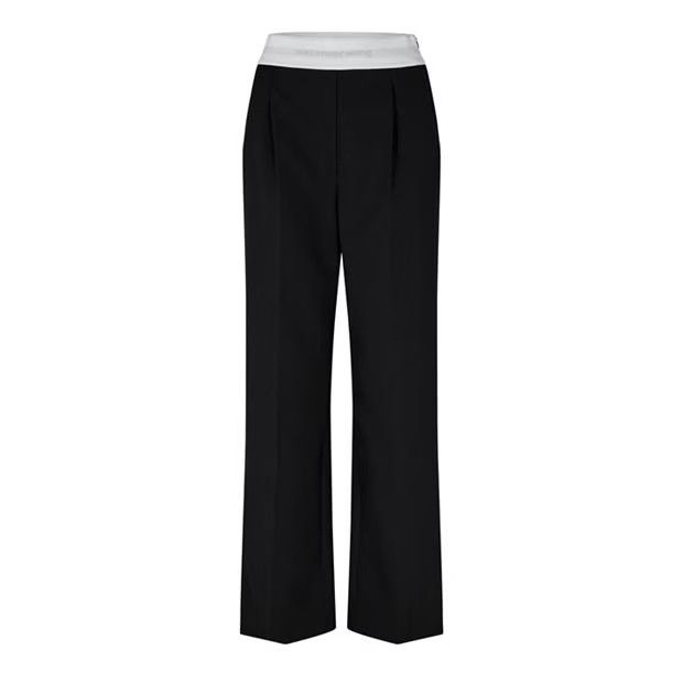 Alexander Wang o1g2r1mq0824 Logo Waistband Straight Leg Trousers in Black Size 27" / US 4 / IT 40 - 1 Thumbnail