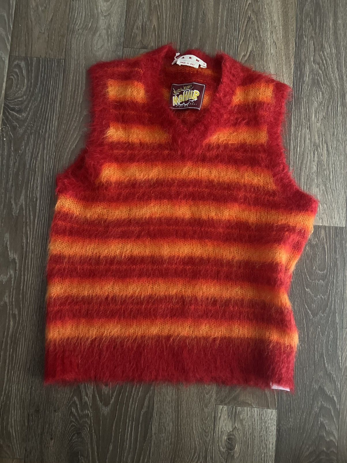 Designer Marni Mohair Vest Pattern Stripe Red 2023 Size US S / EU 44-46 / 1 - 1 Thumbnail