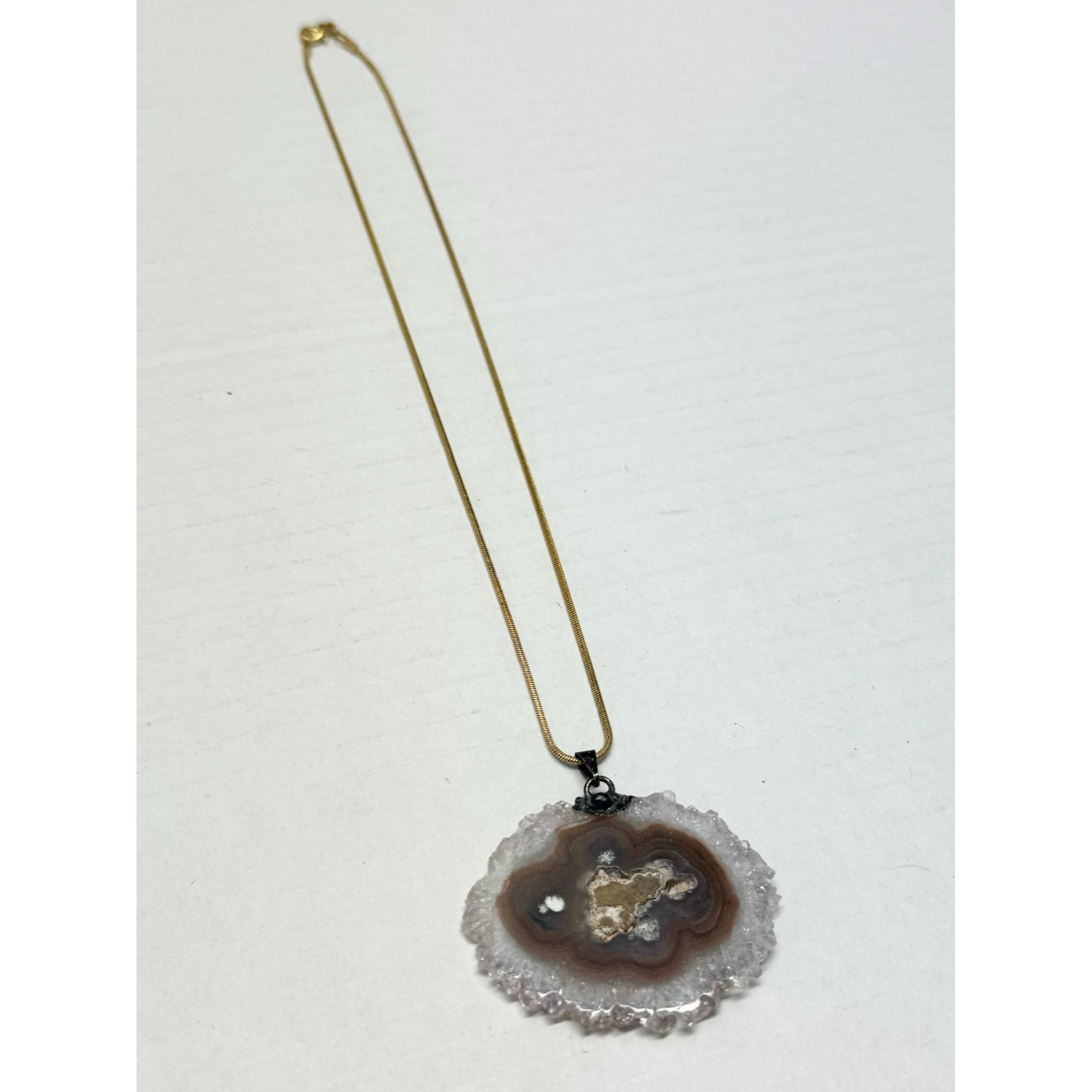 Vintage Vintage geode stone pendant necklace Size ONE SIZE - 7 Thumbnail