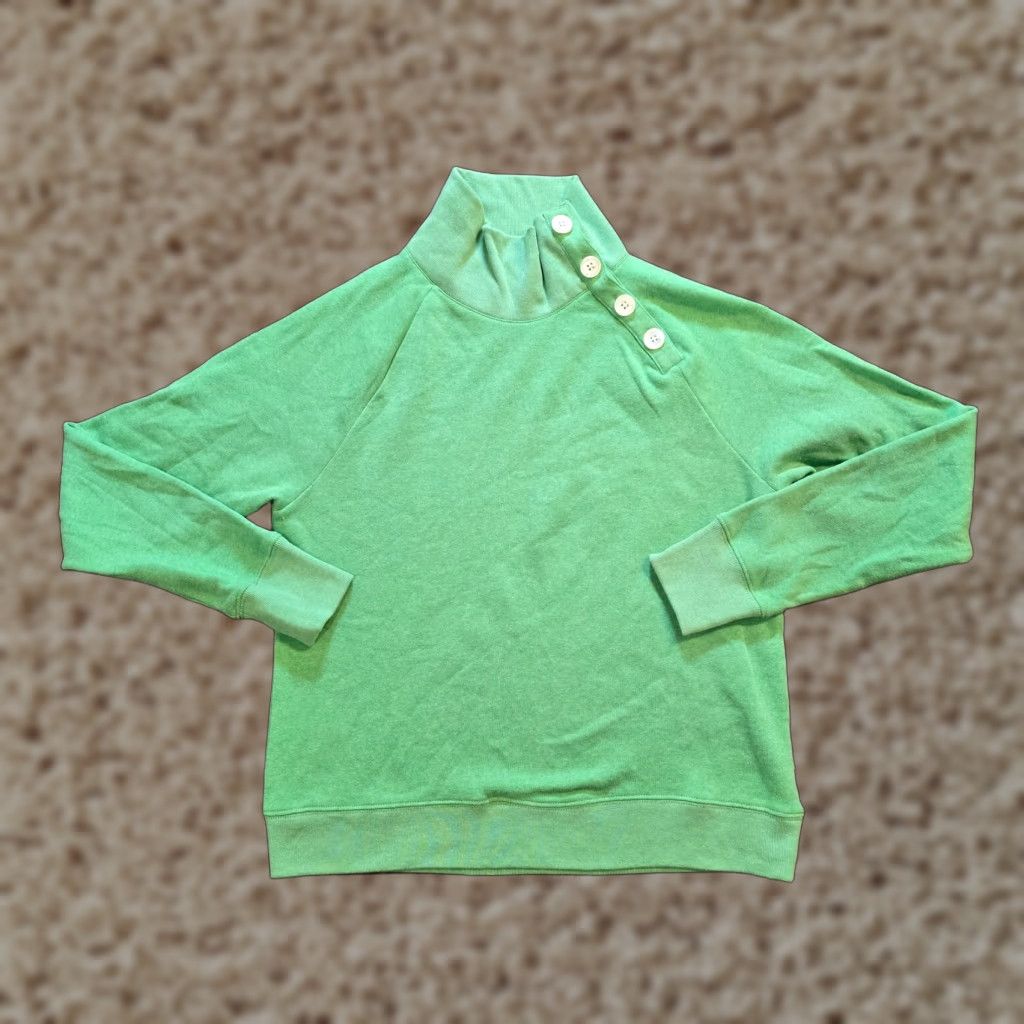 J.Crew J.CREW Sweater Women Small Green Turtleneck Button Casual Pullover Long Sleeve Mock Neck Size S / US 4 / IT 40 - 1 Thumbnail