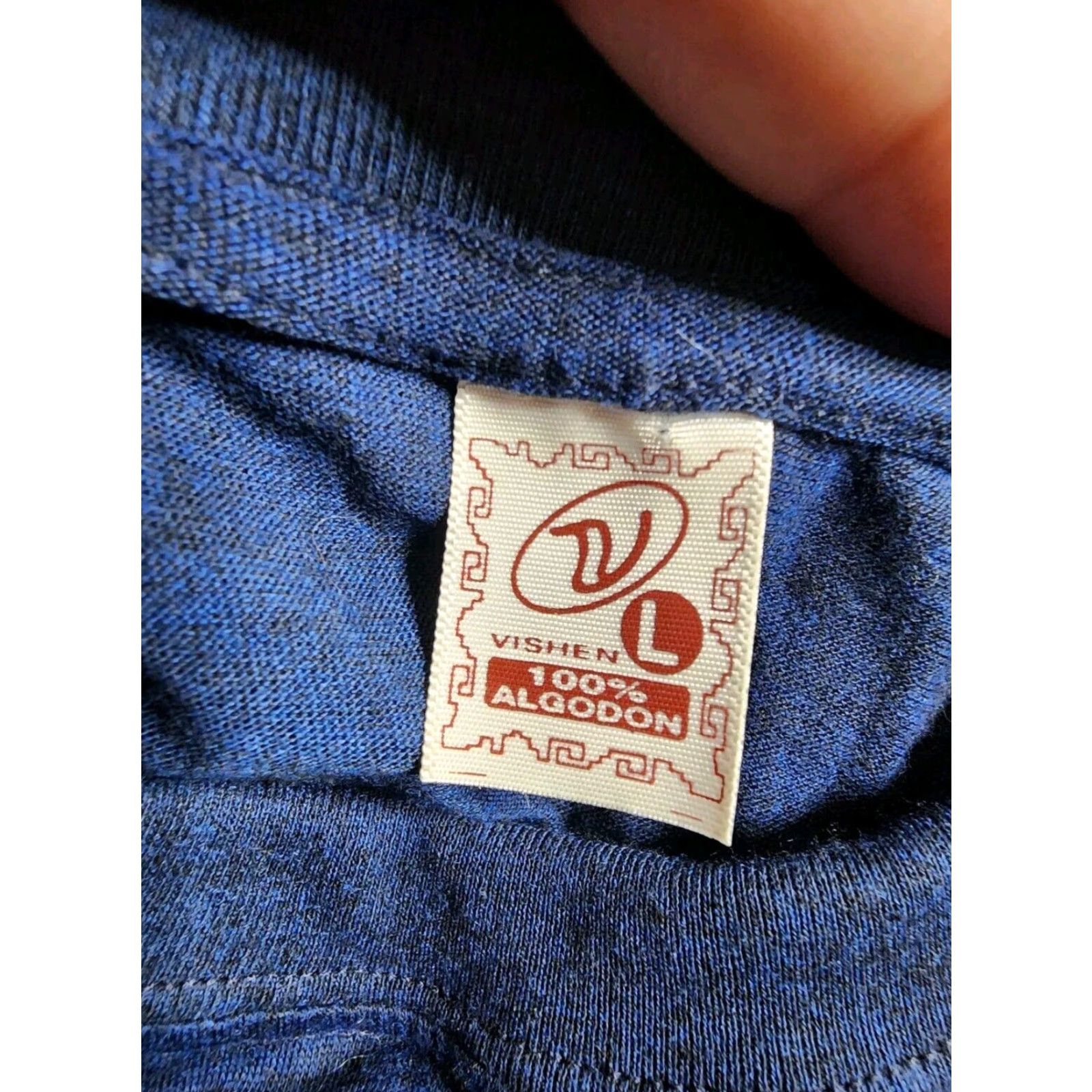 Vintage VINTAGE Peru Blue Embroidered Short Sleeve Crew Neck T Shirt Mens L Size US L / EU 52-54 / 3 - 5 Thumbnail