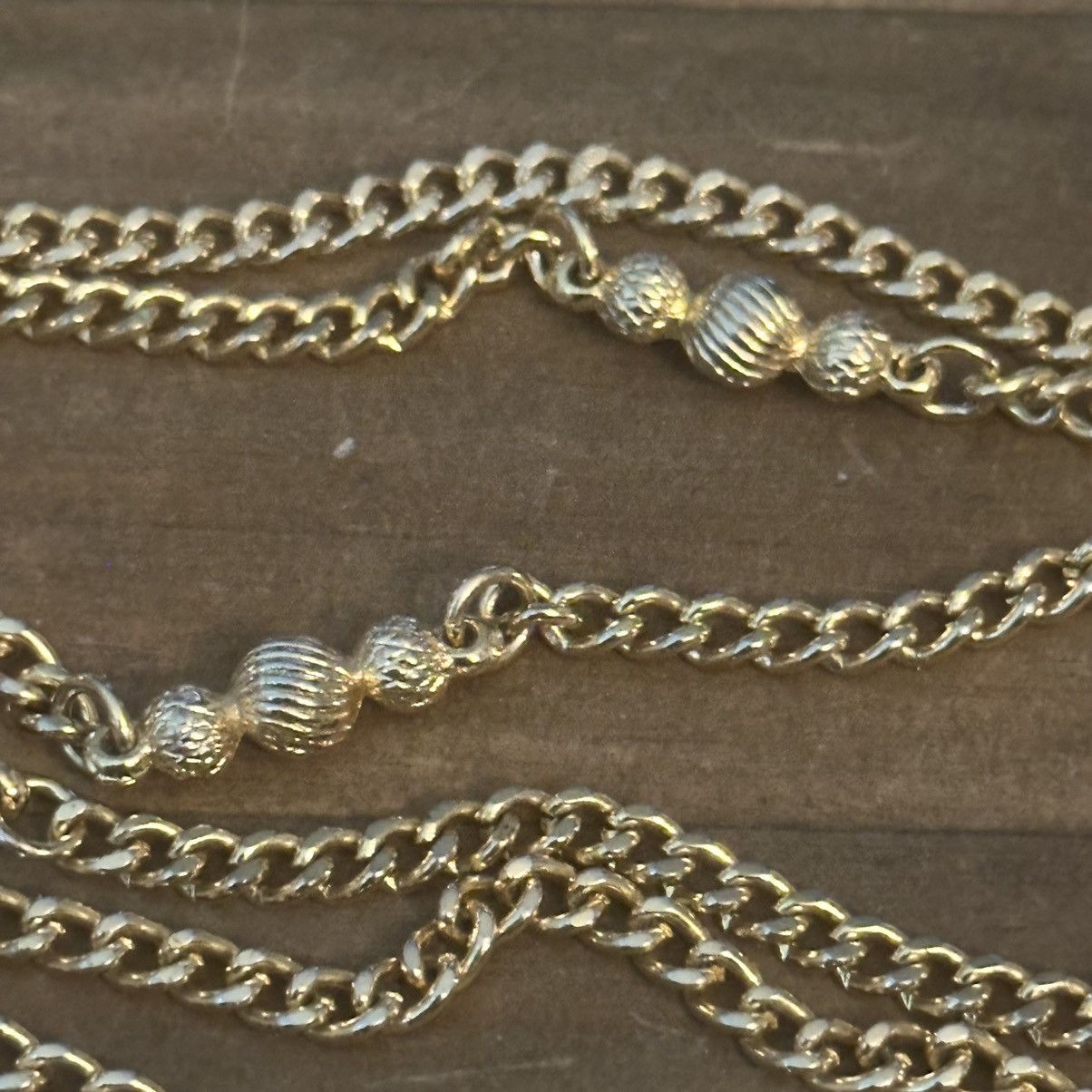 Vintage Vintage long gold tone station balls chain necklace Size ONE SIZE - 3 Thumbnail