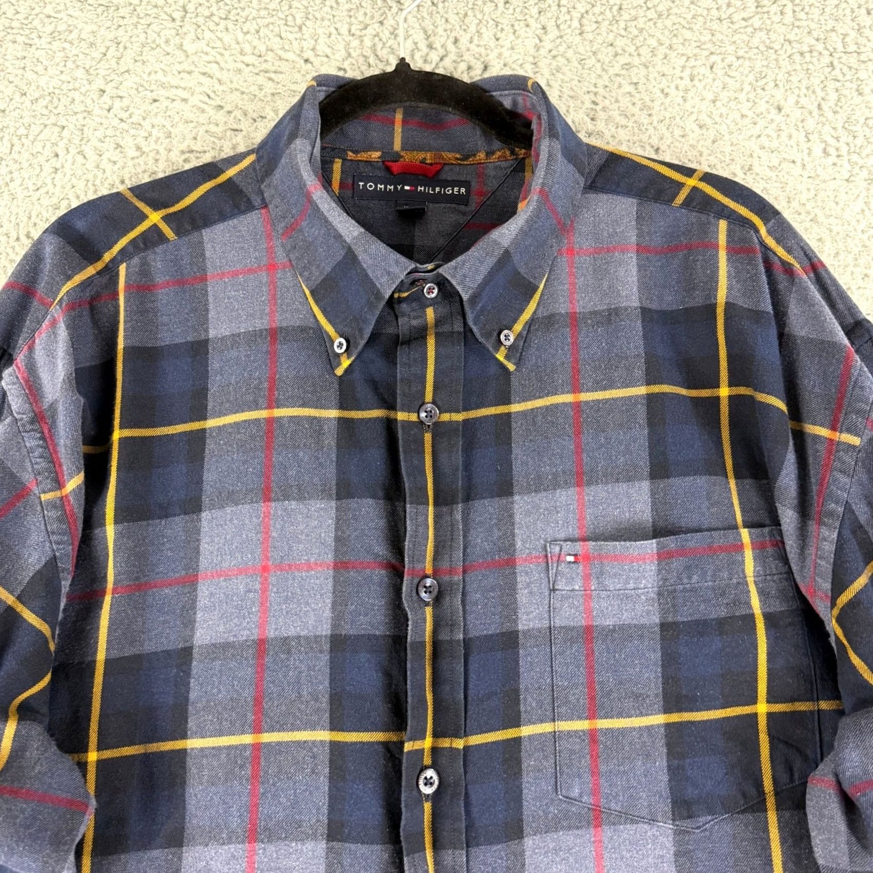 Tommy Hilfiger VINTAGE Tommy Hilfiger Button-Down Shirt Mens XL Blue Plaid Cotton Long Sleeve Size US XL / EU 56 / 4 - 2 Thumbnail