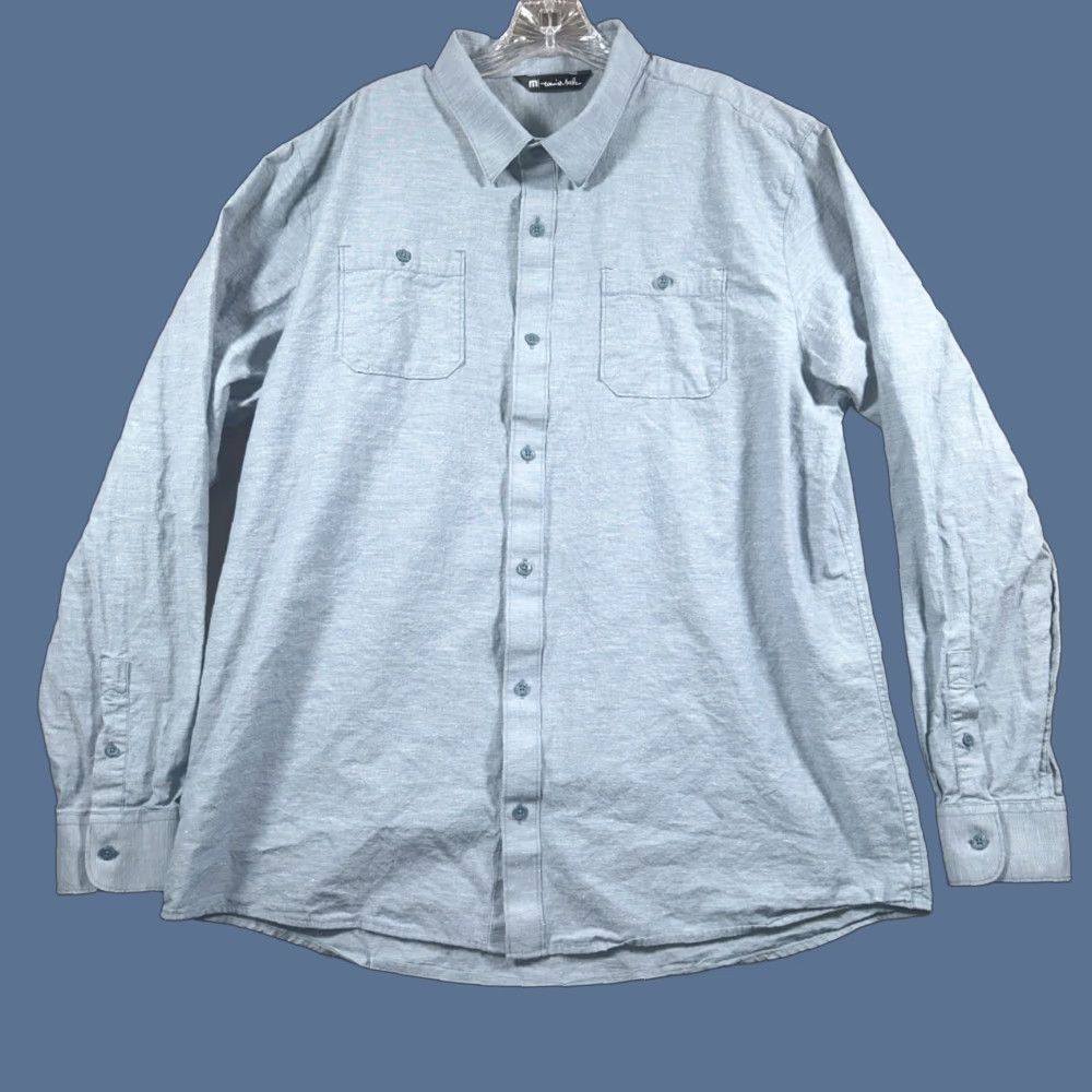TravisMathew Travis Mathew Shirt Mens 2XL Blue Button Up Casual Long Sleeve Pockets Size US XXL / EU 58 / 5 - 1 Thumbnail