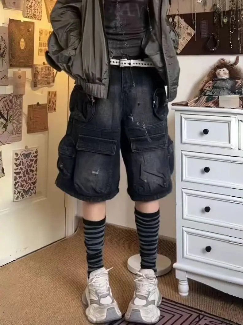 Designer × Japanese Brand Faded Washed Heavy Duty Workwear Denim Shorts Size US 33 - 1 Thumbnail