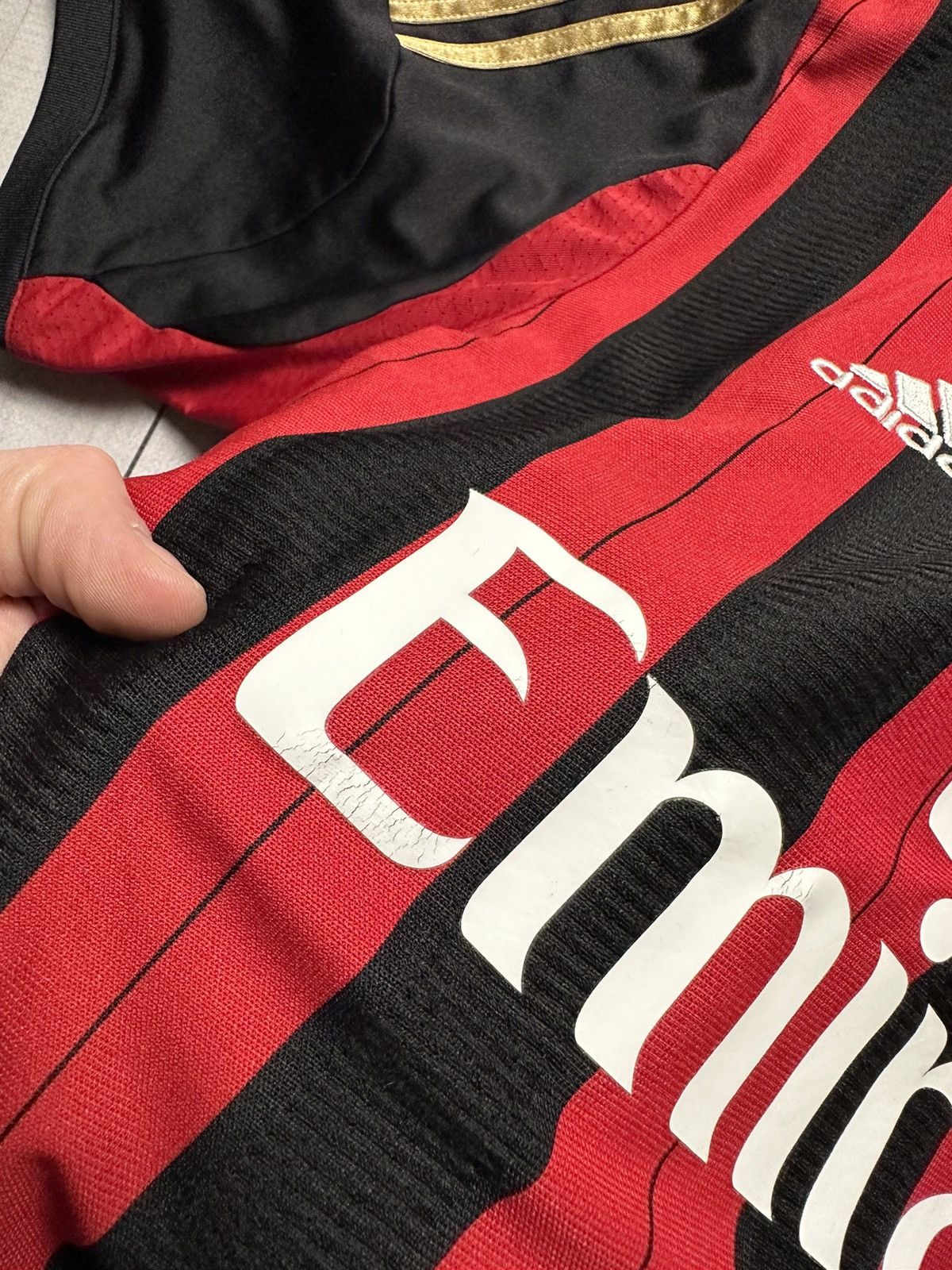 Adidas × Vintage Vintage adidas AC Milan soccer jersey size S gold stripes Size US S / EU 44-46 / 1 - 6 Thumbnail