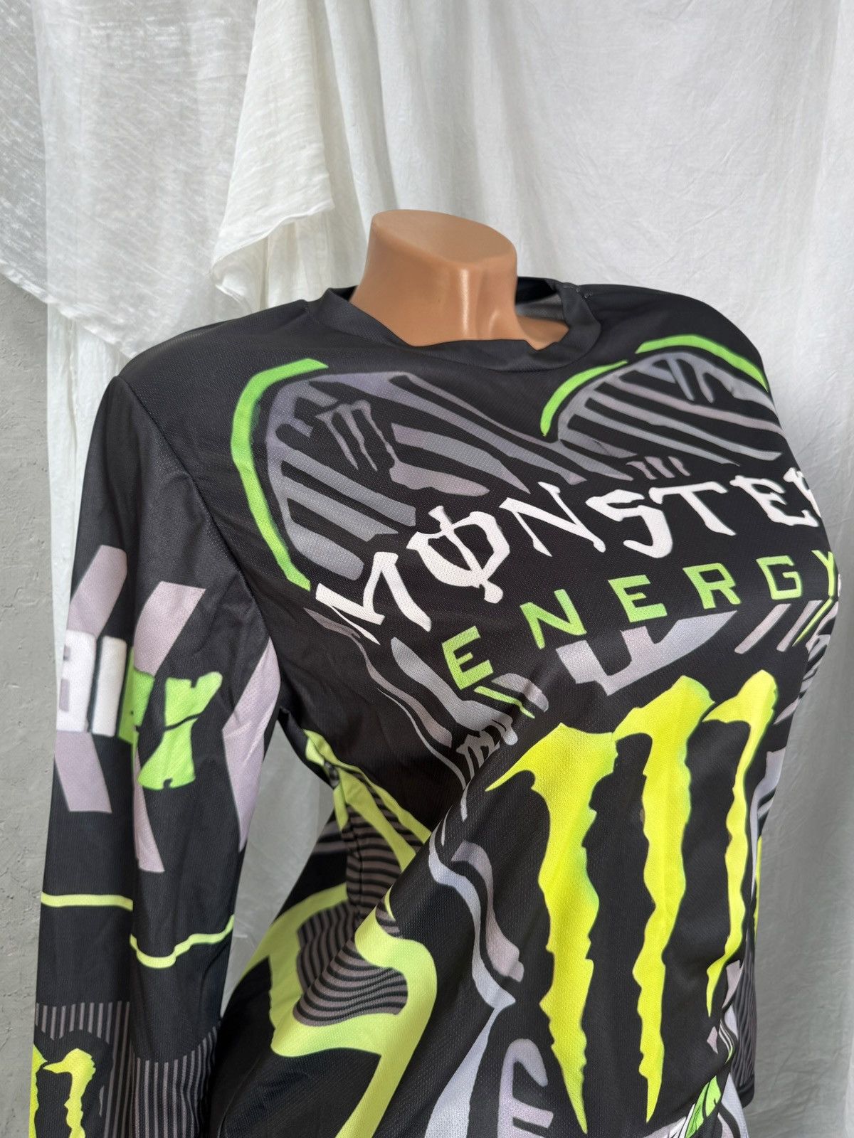 Japanese Brand Monster Energy Y2K Hype Moto Racing Long Sleeve Jersey Size M / US 6-8 / IT 42-44 - 4 Thumbnail