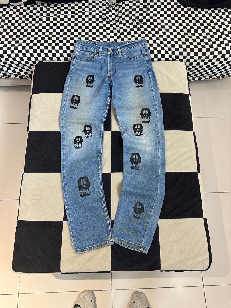 Levi's × Stussy LEVIS 511 CUSTOM STUSSY SKULL JEANS Size US 32 / EU 48 - 1 Thumbnail