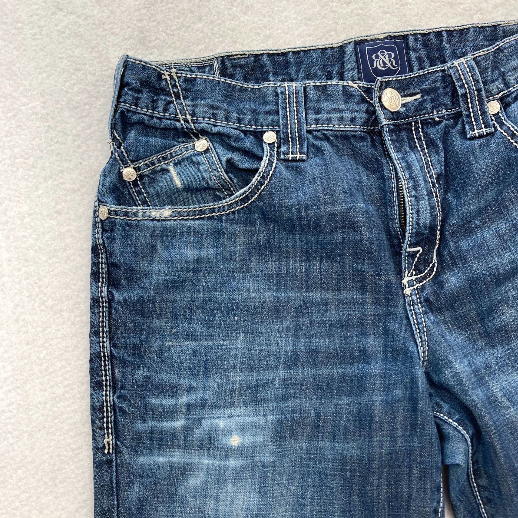 Vintage Rock & Republic Rebellion Jeans Mens 36x32 Dark Blue Denim Distressed Grunge Size US 36 / EU 52 - 3 Thumbnail