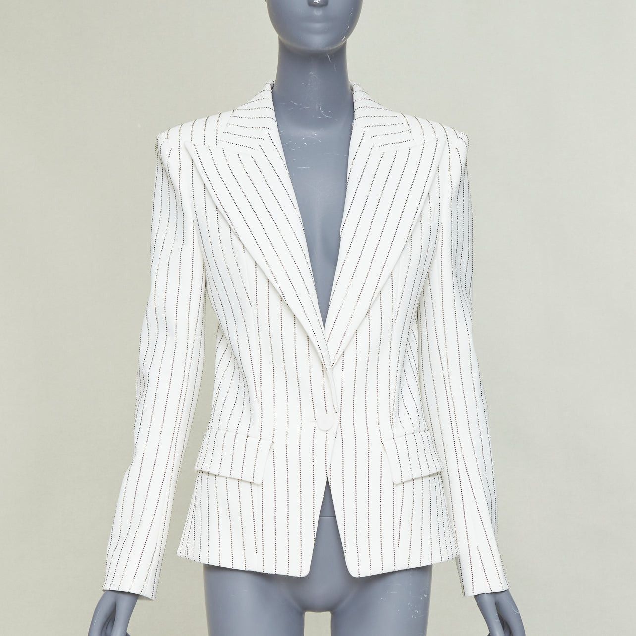 Alexandre Vauthier ALEXANDRE VAUTHIER COUTURE SS2020 Runway off white gold crystal blazer jacket FR36 S Size S / US 4 / IT 40 - 1 Thumbnail