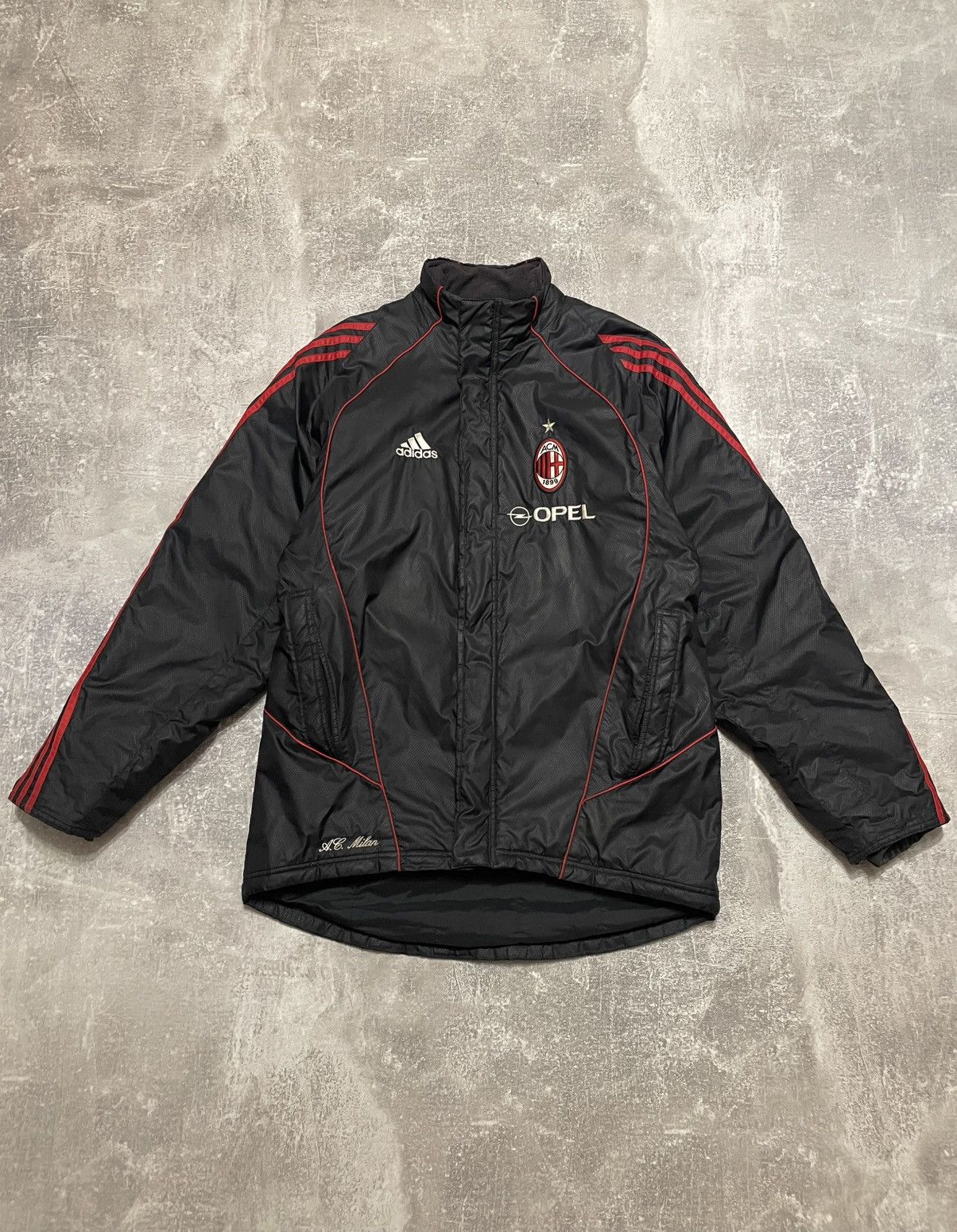 Adidas × Vintage Vintage Adidas AC Milan Soccer Jacket Parka Logo Opel Size US S / EU 44-46 / 1 - 2 Thumbnail