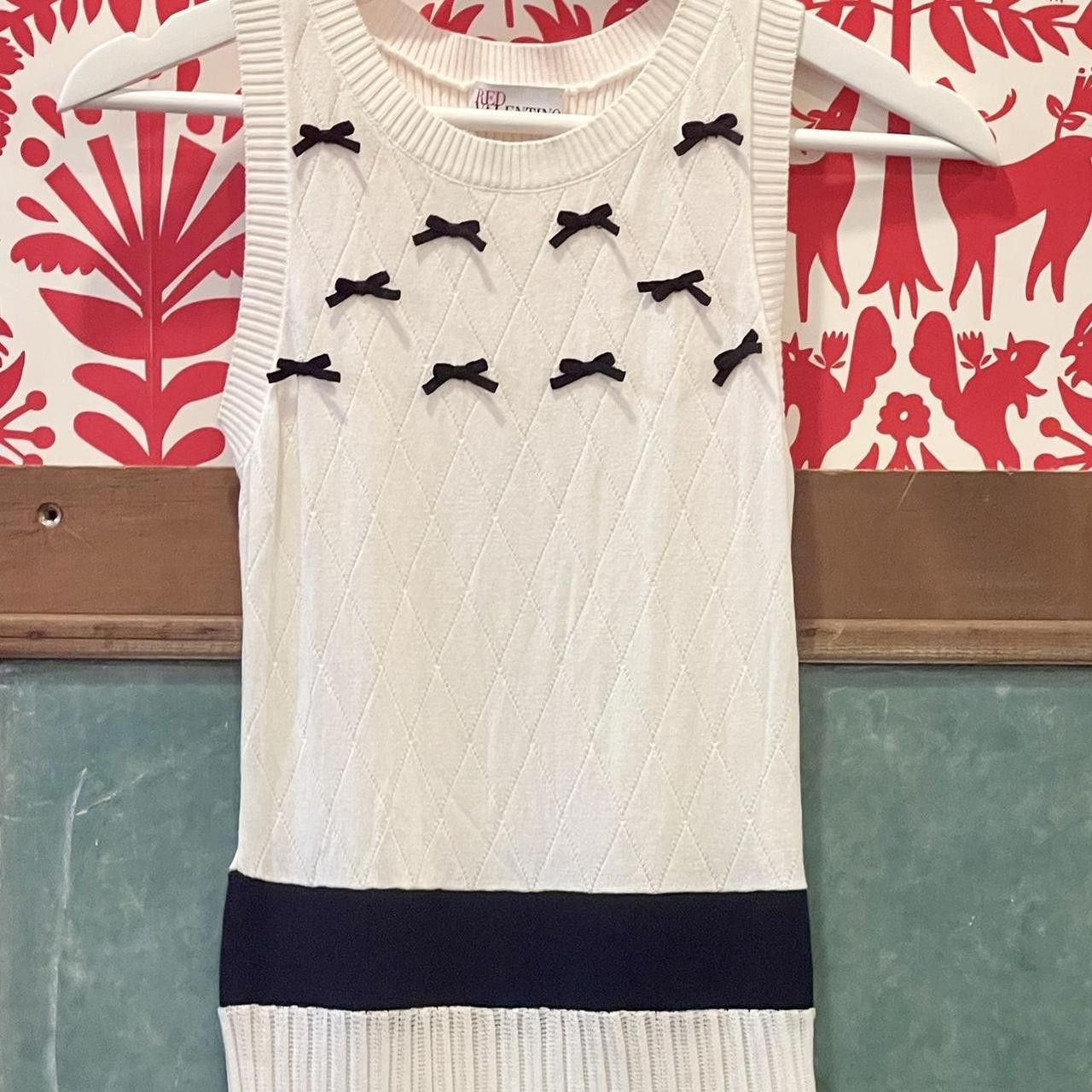 RED VALENTINO Tennis Knit Dress with Black Bows