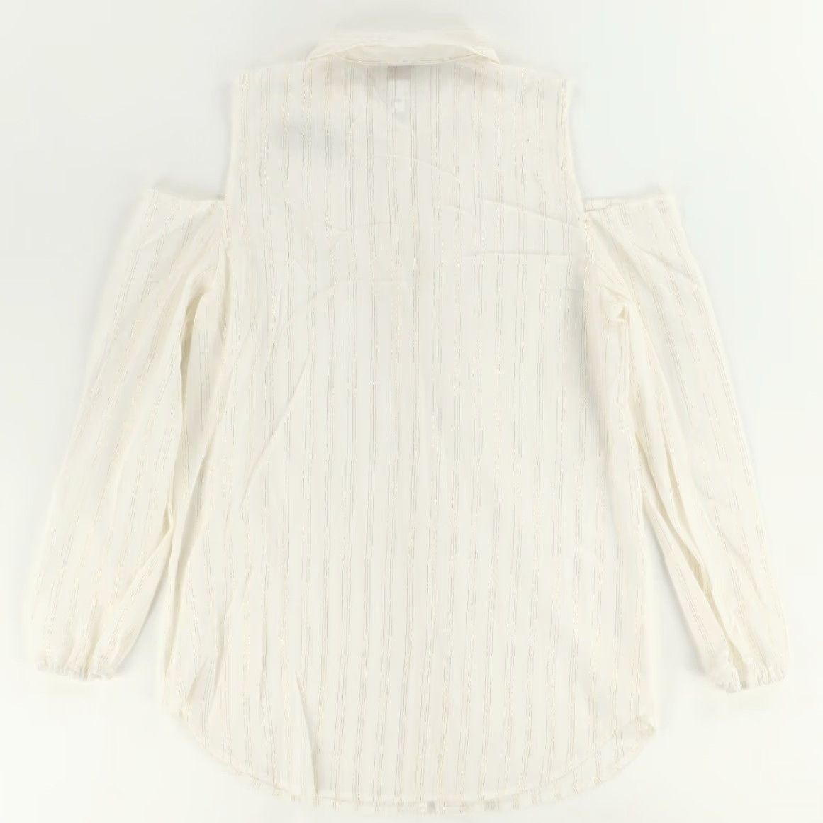 Vintage Chicos Shirt Women Cream Shimmer Strip Cold Shoulder Long Sleeve 0 Size XS / US 0-2 / IT 36-38 - 4 Thumbnail