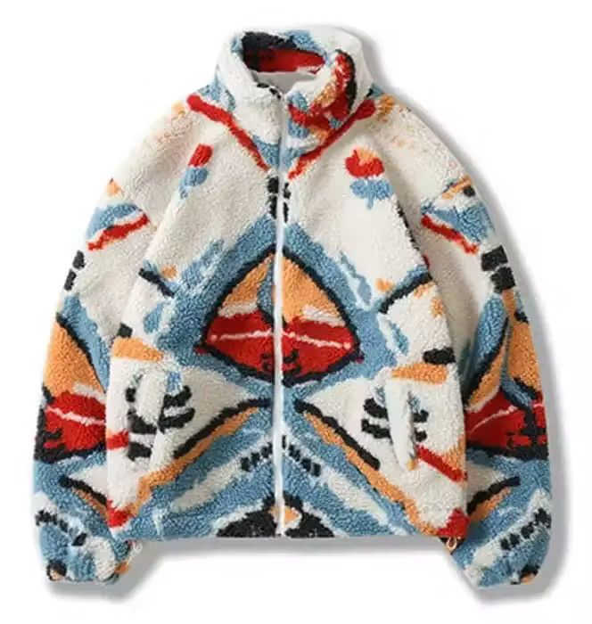 image of Vintage Native Earth Oversized Fleece in White, Men's (Size 2XL)