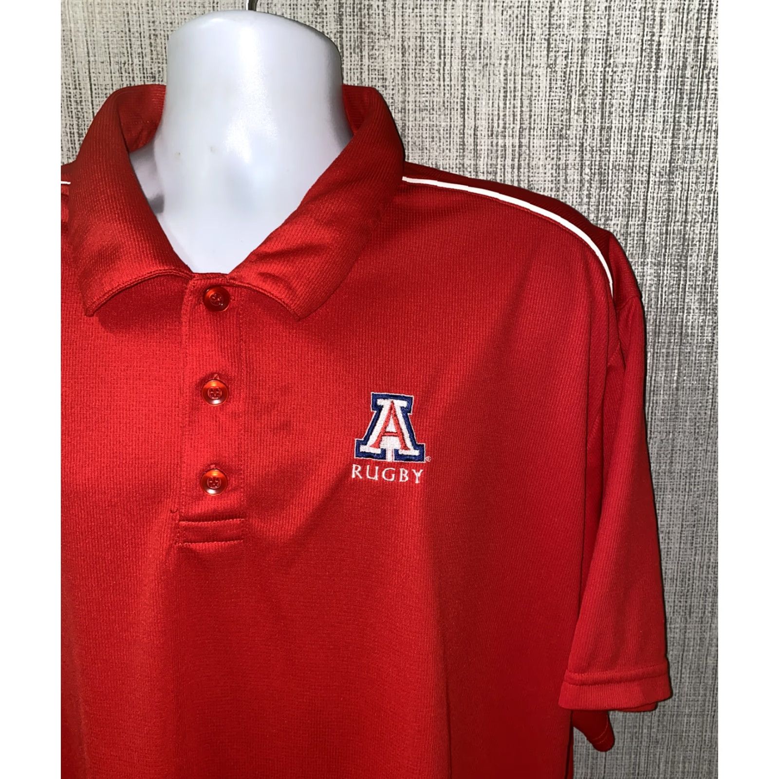 Nike Nike Dri-Fit Rugby Polo Shirt Shirt Mens U Of A Red 2XL Nike Polo Short Sleeve 100% Polyester Regular Sized Mens Red Rugby polo Dri-Fit Size US XXL / EU 58 / 5 - 2 Thumbnail