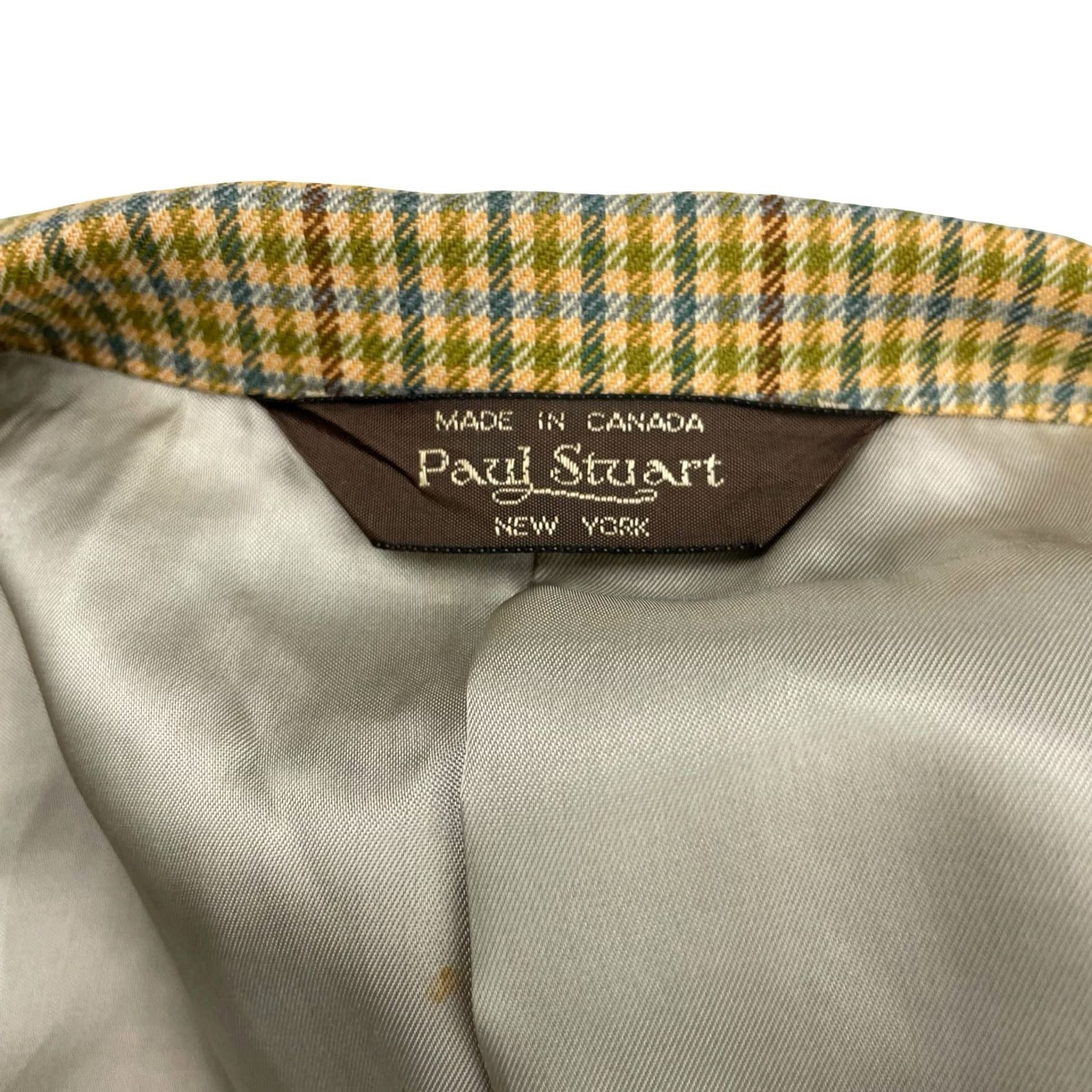 Paul Stuart Paul Stuart Mens Blazer Beige Plaid - 40L Jacket Size 40R - 5 Thumbnail