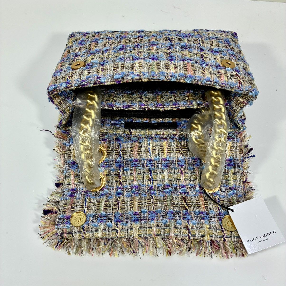 Kurt Geiger Kurt Geiger London Brixton Tweed Lock Bag Lilac NEW Shoulder Size ONE SIZE - 15 Thumbnail