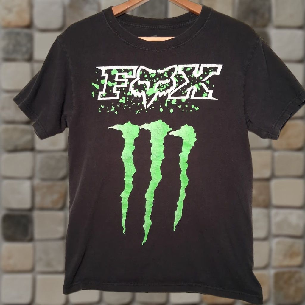 Fox Racing Fox Monster Energy Shirt Men S Black Cotton Knit Crew Neck Short Sleeve Distressed Graphic Moto Race Motocross Collaboration Size US S / EU 44-46 / 1 - 1 Thumbnail